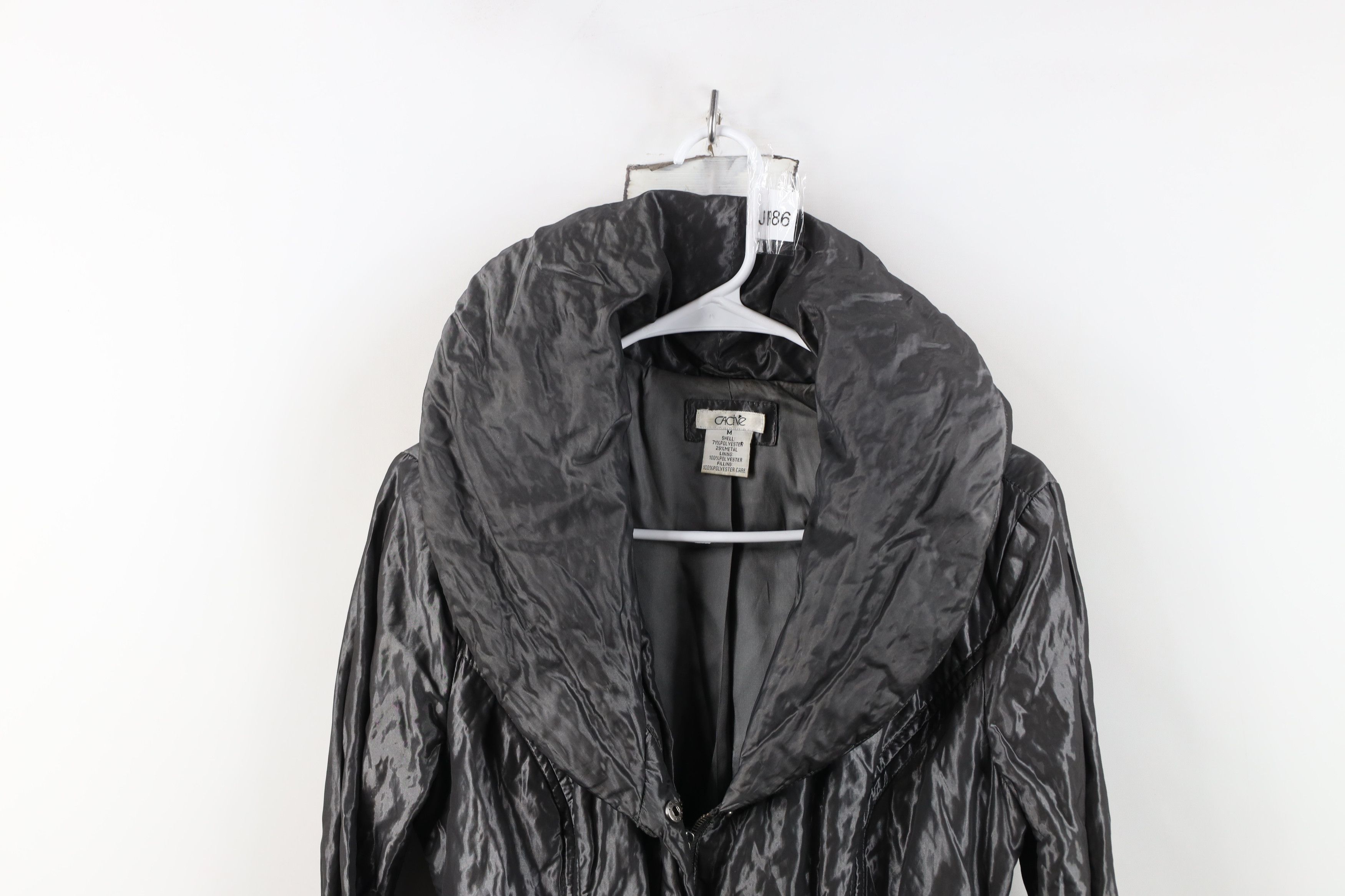 Vintage Vintage 90s Y2K Cache Metallic Babydoll Shawl Jacket Silver Size M / US 6-8 / IT 42-44 - 2 Thumbnail