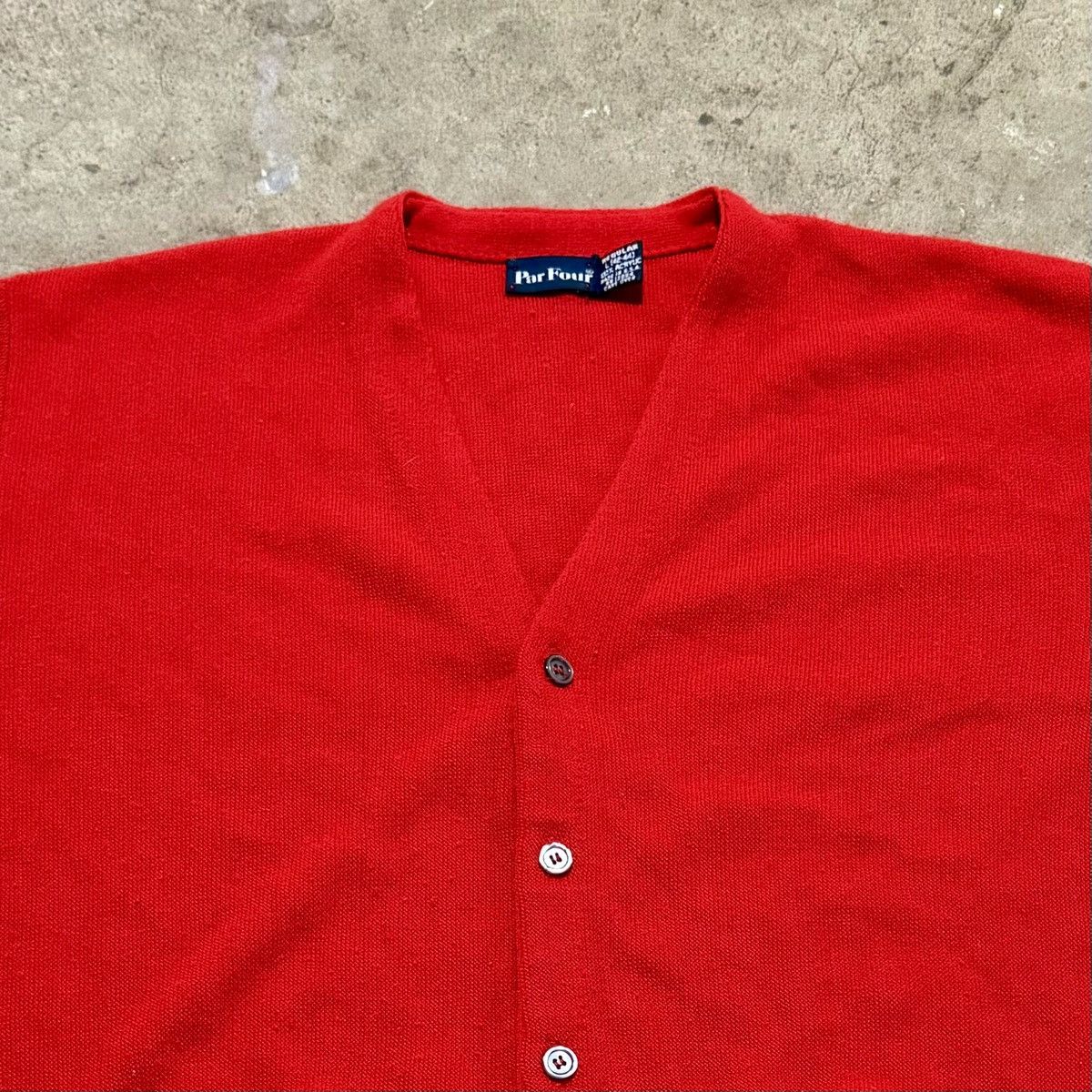 Vintage VINTAGE 80s RED ACRYLIC CARDIGAN! Size US L / EU 52-54 / 3 - 3 Thumbnail