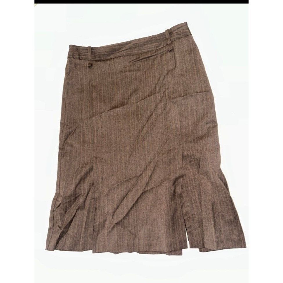 Bcbgmaxazria BCBGMaxazria Brown Wool Blend Pin Stripe Pencil Skirt Size 8 Size 30" / US 8 / IT 44 - 1 Thumbnail