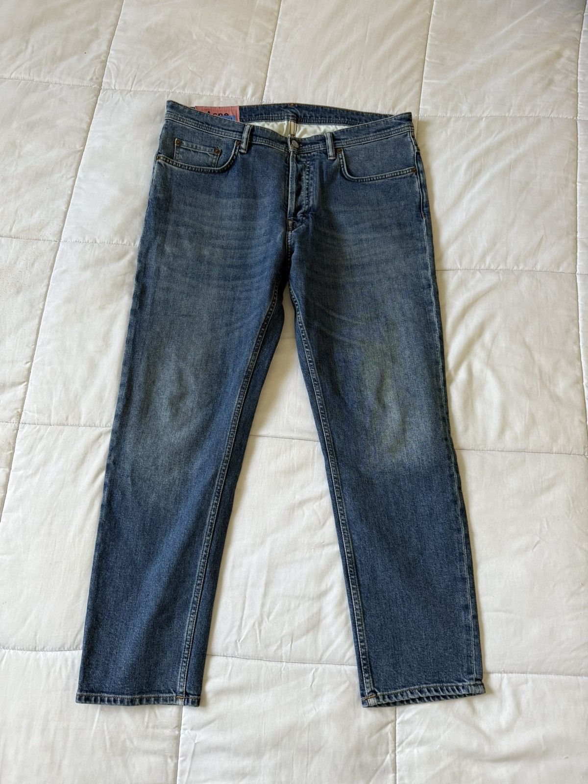 Acne Studios Acne Studio River Floragatan Denim Mid Blue Slim Tapered Size US 34 / EU 50 - 1 Thumbnail