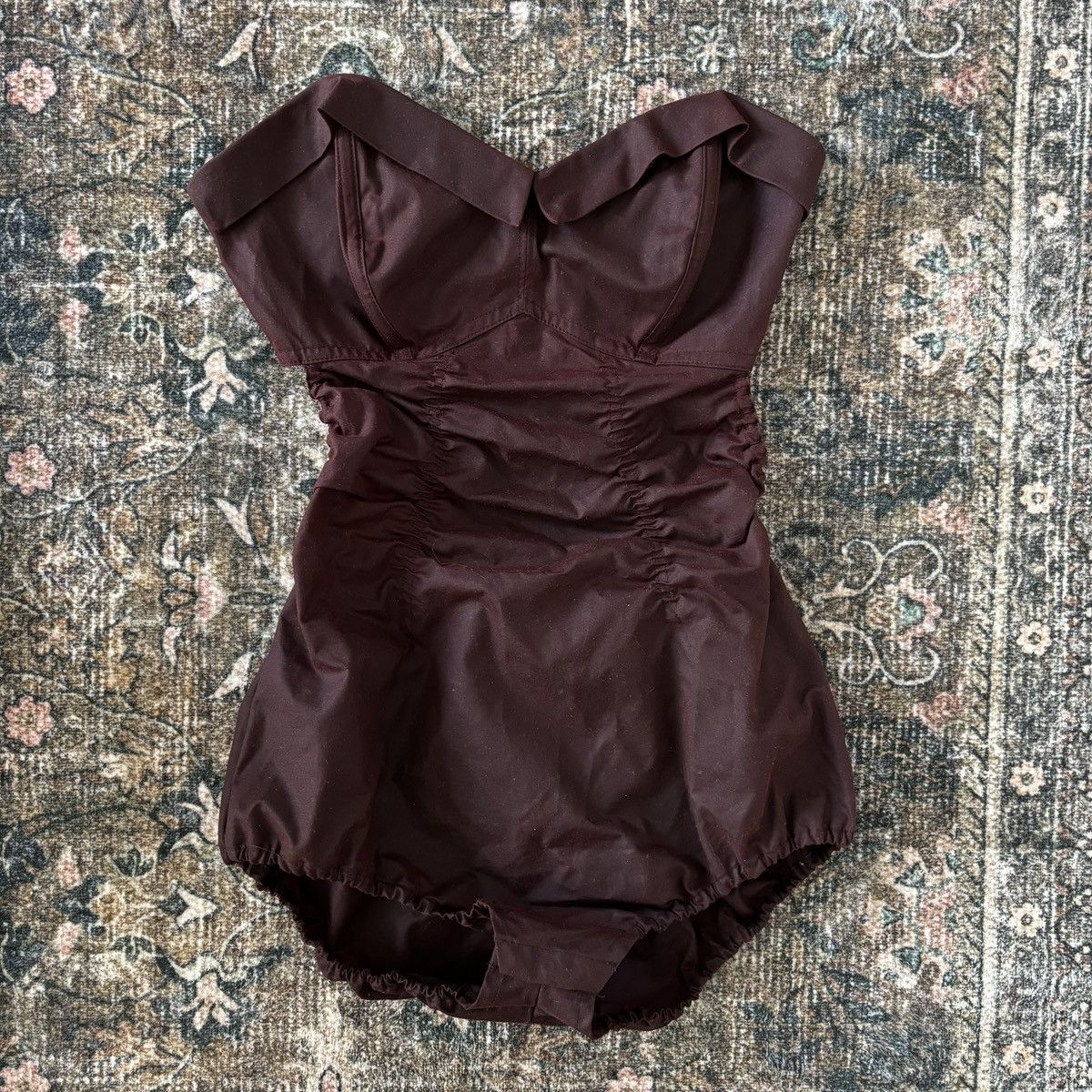 Maison Margiela AW22 waxed cotton bodysuit sweetheart ruched one piece Size M / US 6-8 / IT 42-44 - 1 Thumbnail