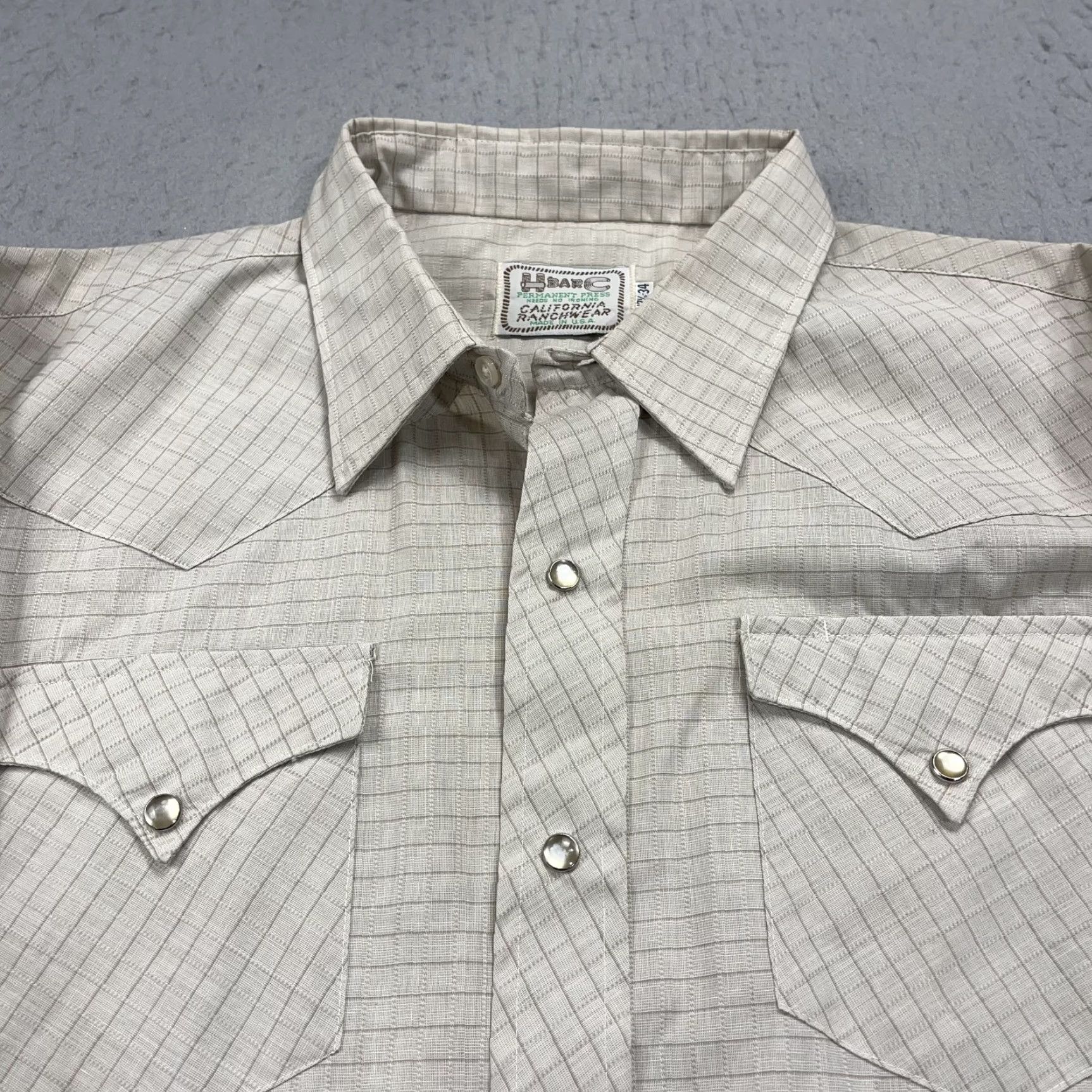 Vintage VINTAGE HBar C California Ranchwear Shirt Mens XL Beige Check Western Snap 70s Size US XL / EU 56 / 4 - 3 Thumbnail