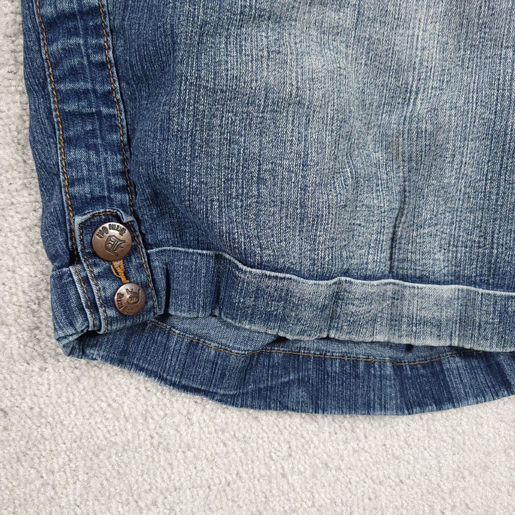Denime Drama Gold Women's Shorts 16 Denim Stretch Rolled Leg 7" Blue Pockets Buttons Size 40" / US 18 - 4 Thumbnail