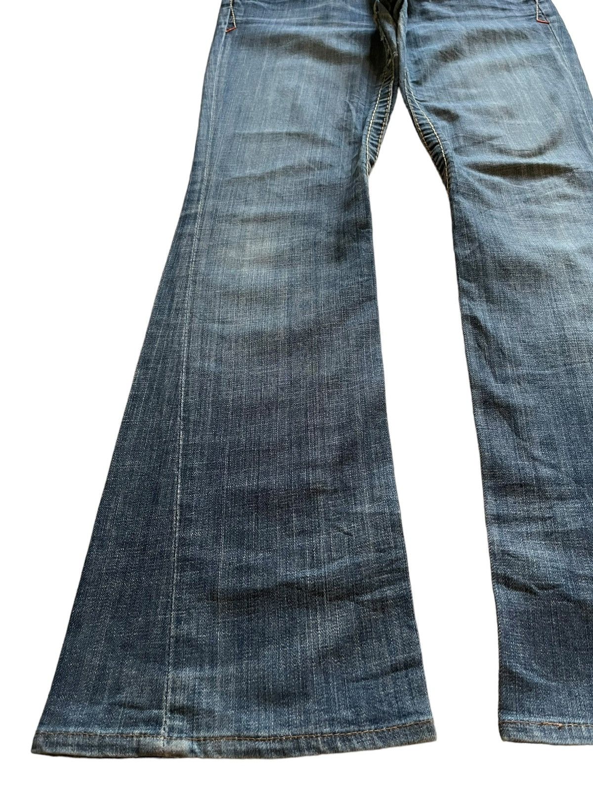 Japanese Brand Vintage Japanese Brand Blue Wash Embroidered Flare Jeans Size 29" - 6 Thumbnail