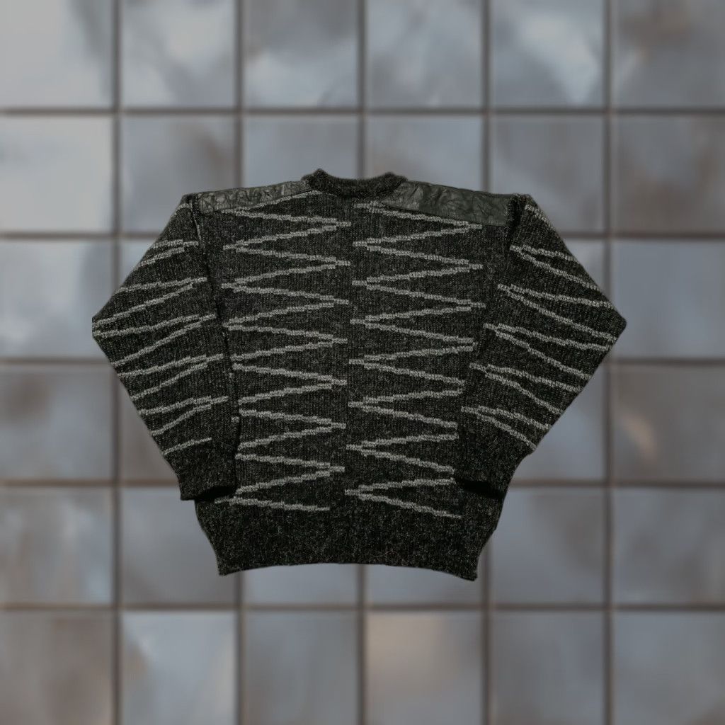 Vintage VINTAGE 80s Mark Elliot Wool Blend Leather Trim Knit Crewneck Pullover Sweater M Size US M / EU 48-50 / 2 - 1 Thumbnail