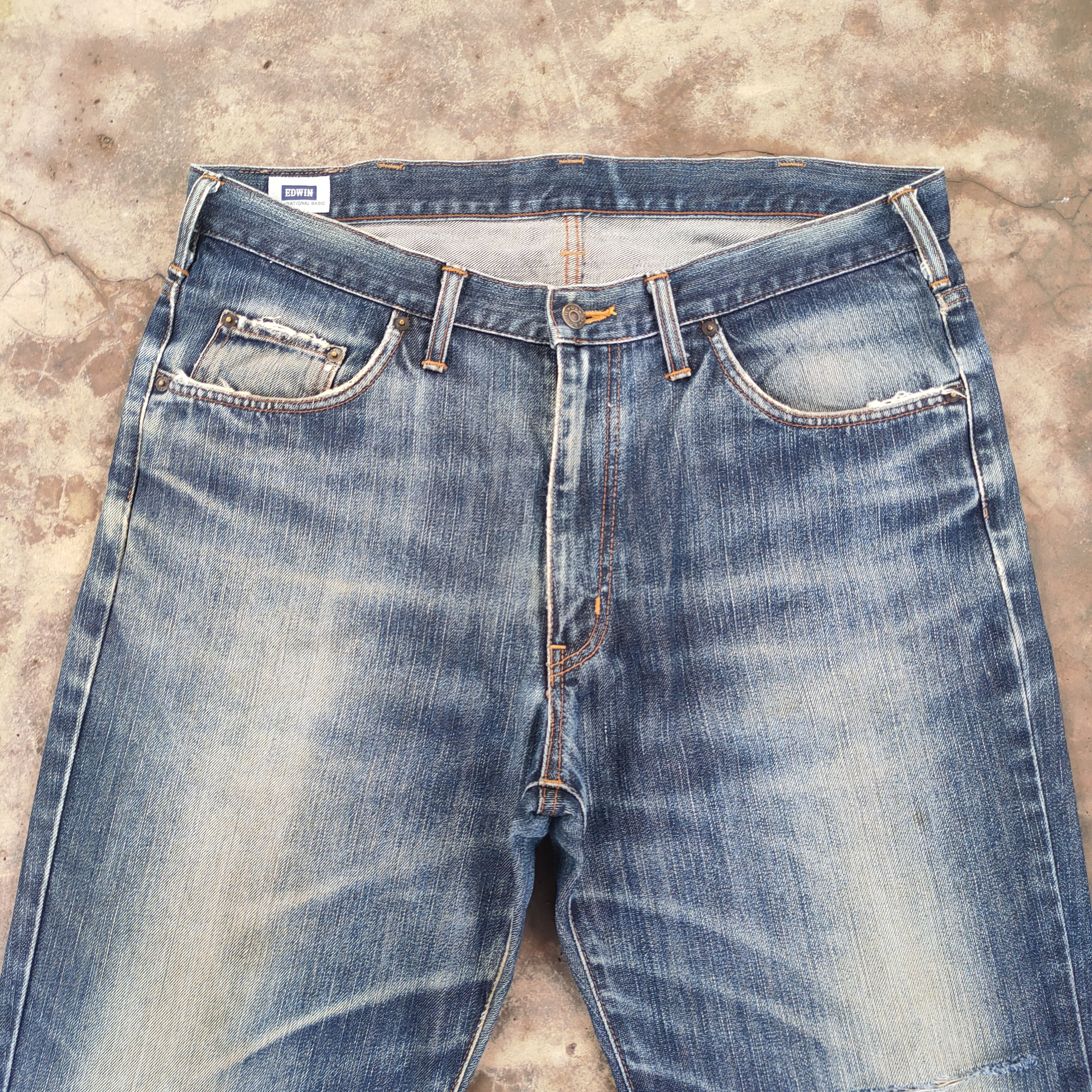 Edwin × Jean VINTAGE EDWIN FADED DISTRESSED DENIM JEANS PANTS Size US 38 / EU 54 - 2 Thumbnail