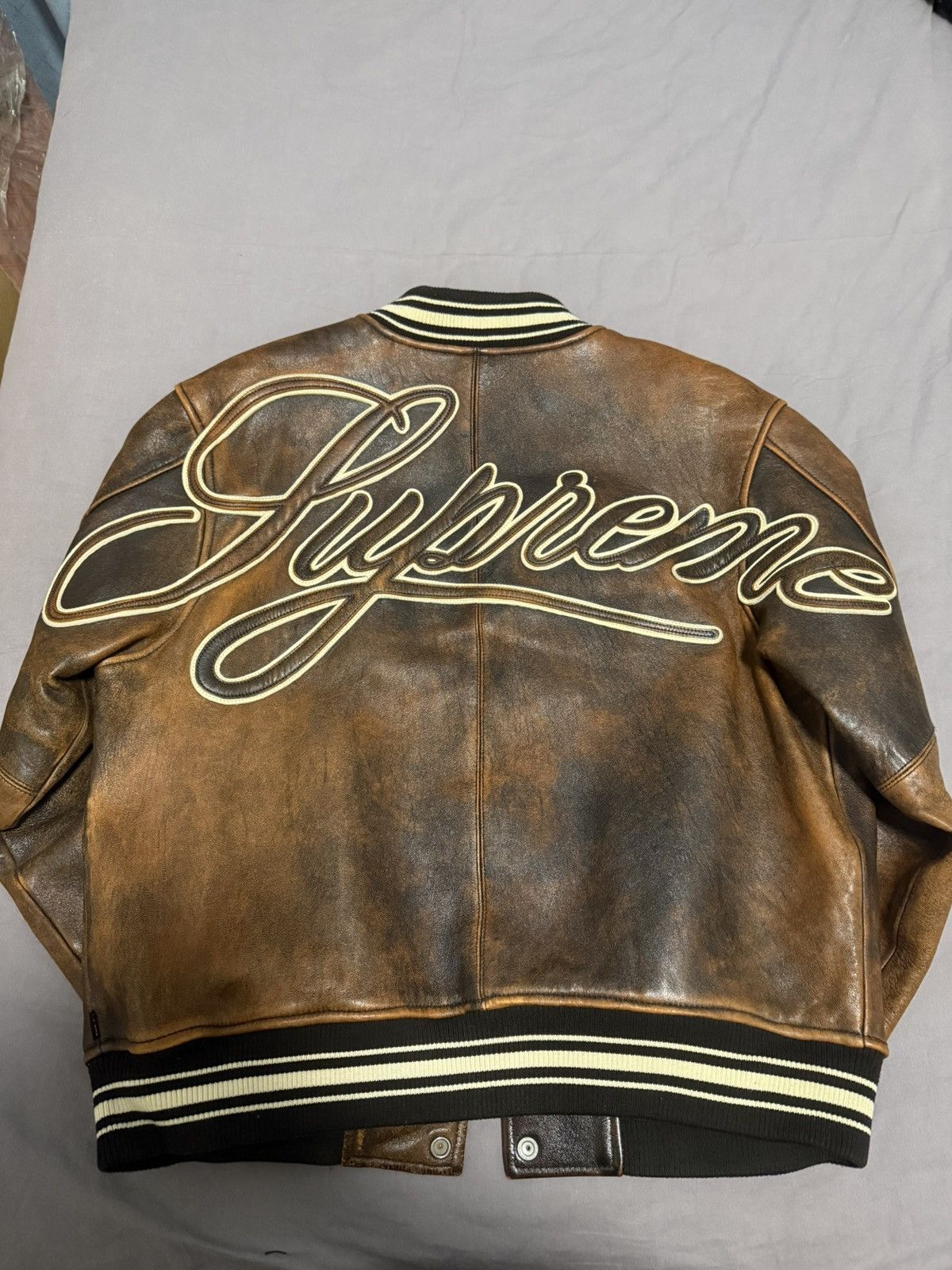 Supreme Supreme worn leather varsity Jacket brown Size US L / EU 52-54 / 3 - 2 Thumbnail