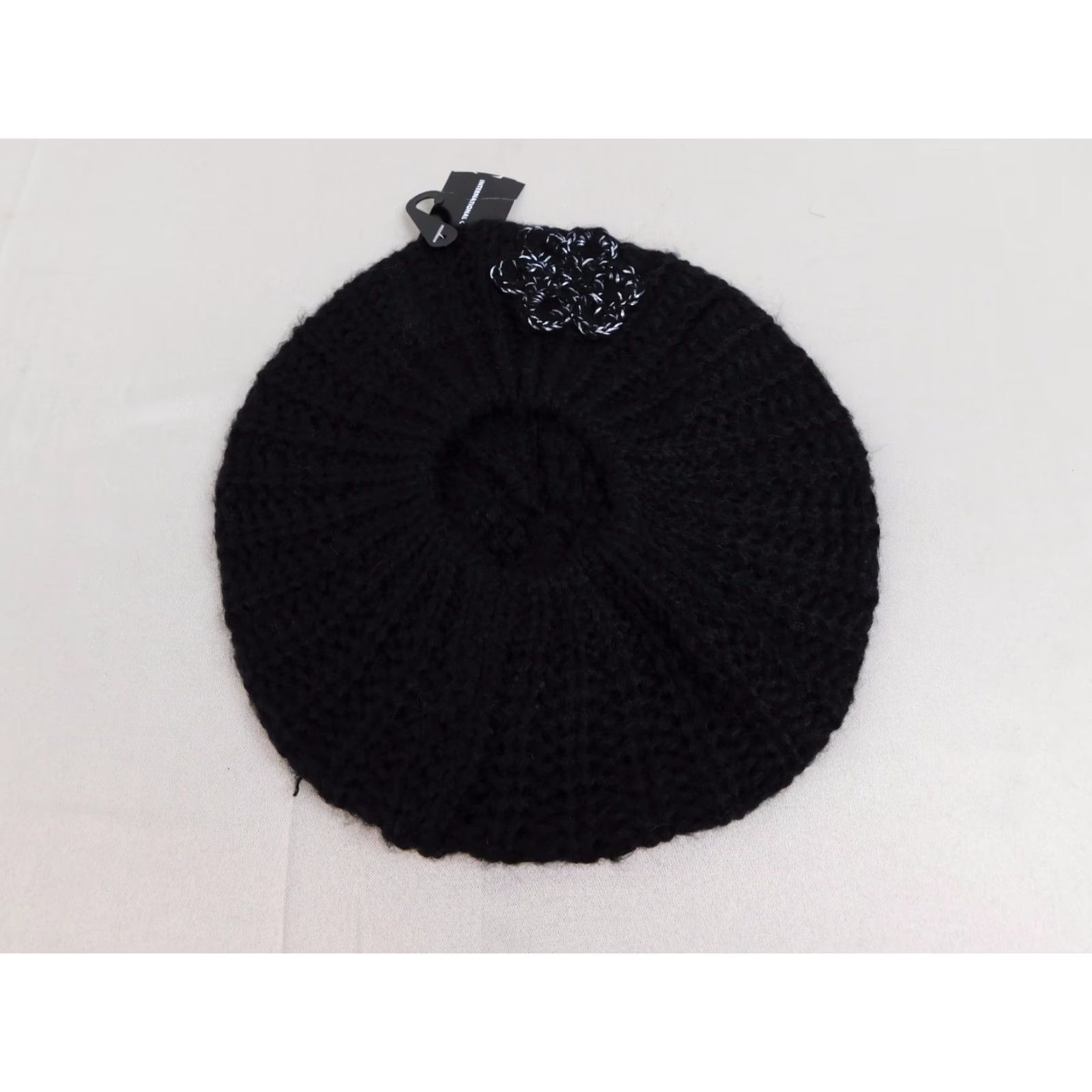 Incu INC Knit Crochet Flower Beret Hat Black One Size Women Beret Knit Acrylic Casual 98% Acrylic 2% Other Fiber INC26196 Black Womens Size ONE SIZE - 4 Thumbnail