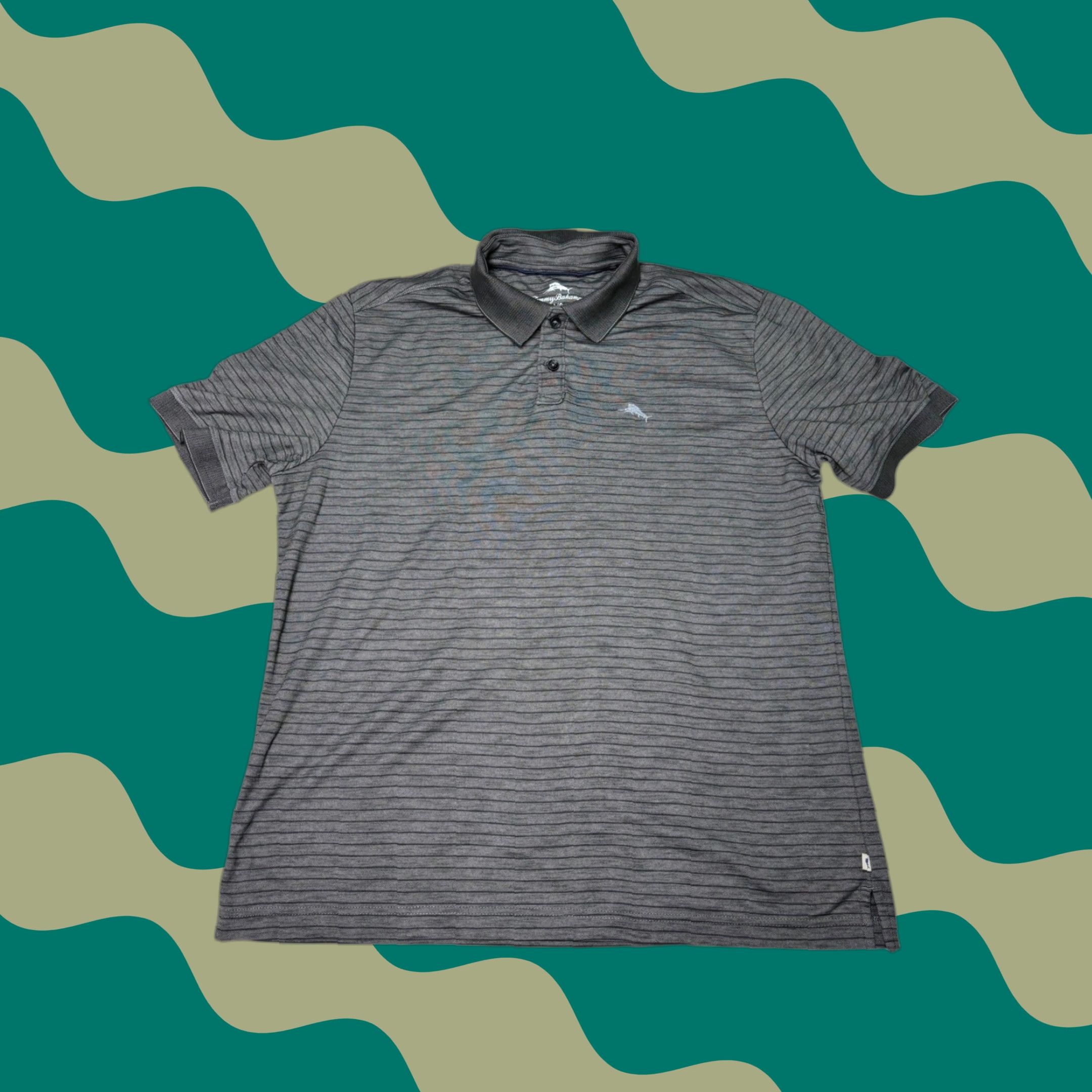 Tommy Bahama Tommy Bahama Polo Shirt Striped Gray Short Sleeve Men’s Large L Casual Golf Sportswear Size US L / EU 52-54 / 3 - 1 Thumbnail