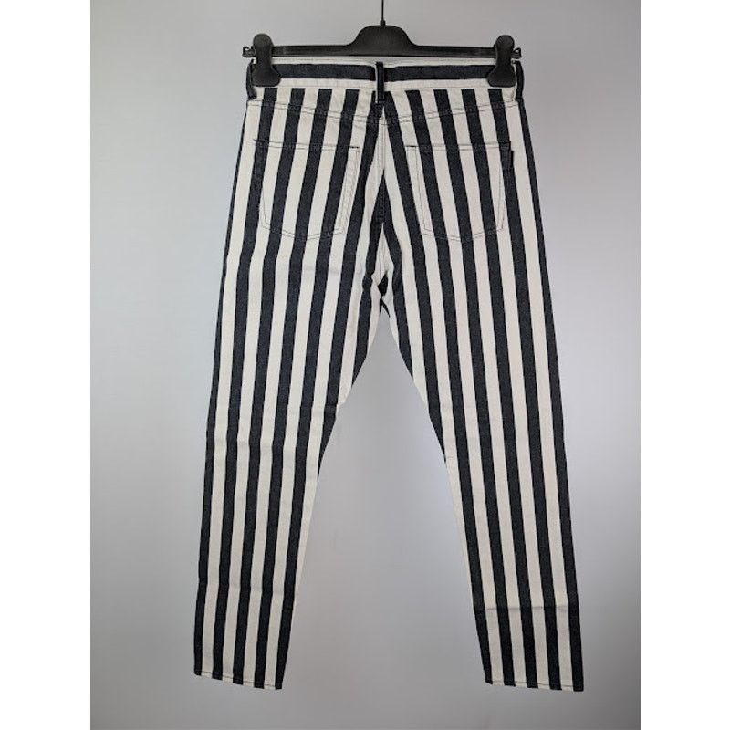Saint Laurent Paris o1rshd1 Fold Bespoke Stripe Straight Denim Jeans Black/White Size US 30 / EU 46 - 12 Thumbnail