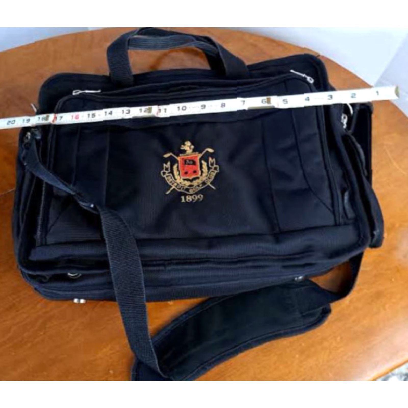 Vintage VINTAGE Detroit Golf Club 1899 Embroidered Canvas Messenger Shoulder Bag Topper, 7 Compartments, Travel, Medium, Black, Unisex Adults, Canvas Size ONE SIZE - 2 Thumbnail