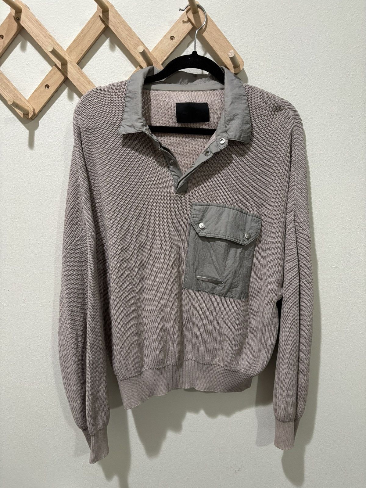 Heliot Emil Heliot Emil Grey polo knit sweater Size US L / EU 52-54 / 3 - 1 Thumbnail