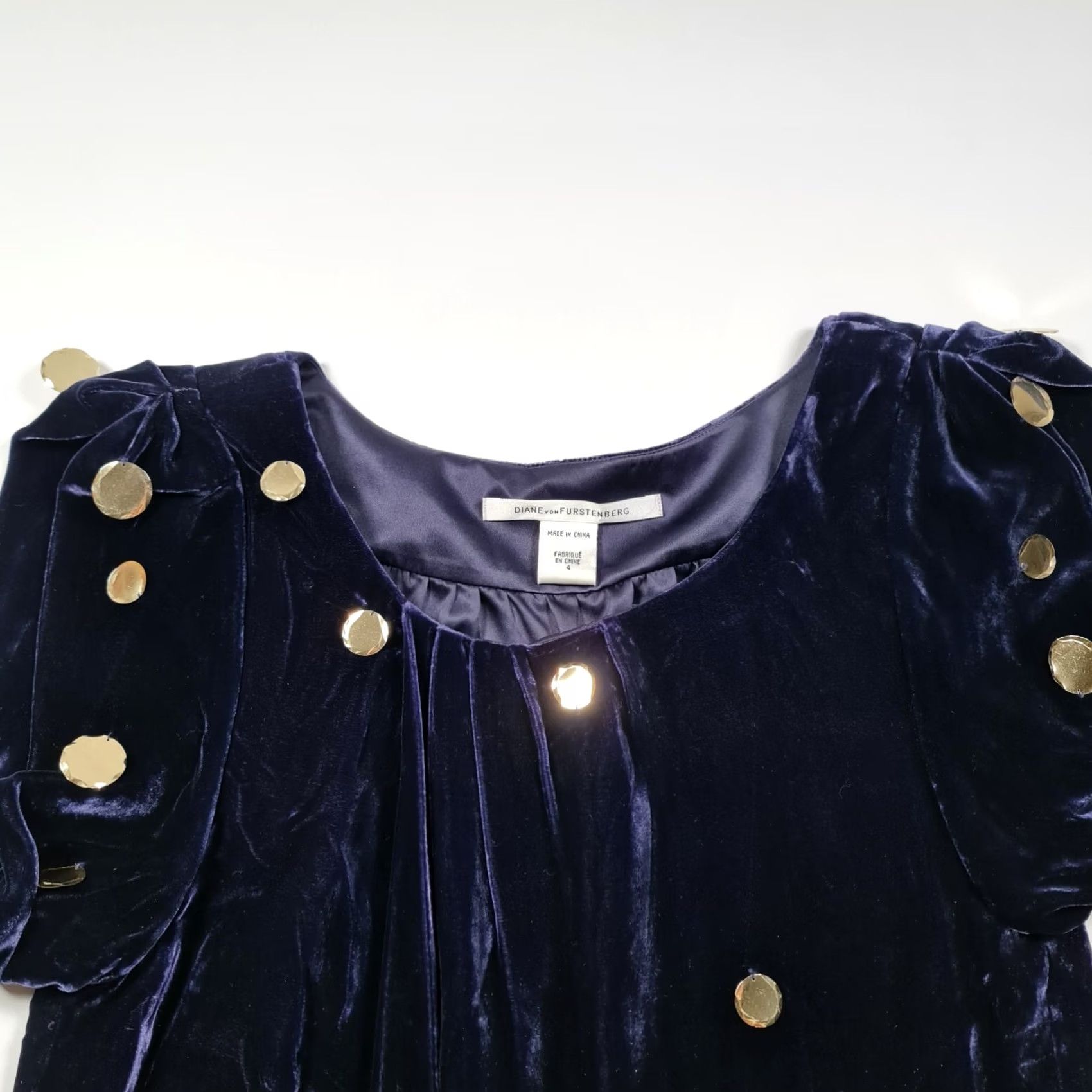 Diane von Furstenberg Diane von Furstenberg Womens Sheath Dress Navy Blue Size 8 Velour Knee Length Size M / US 6-8 / IT 42-44 - 2 Thumbnail