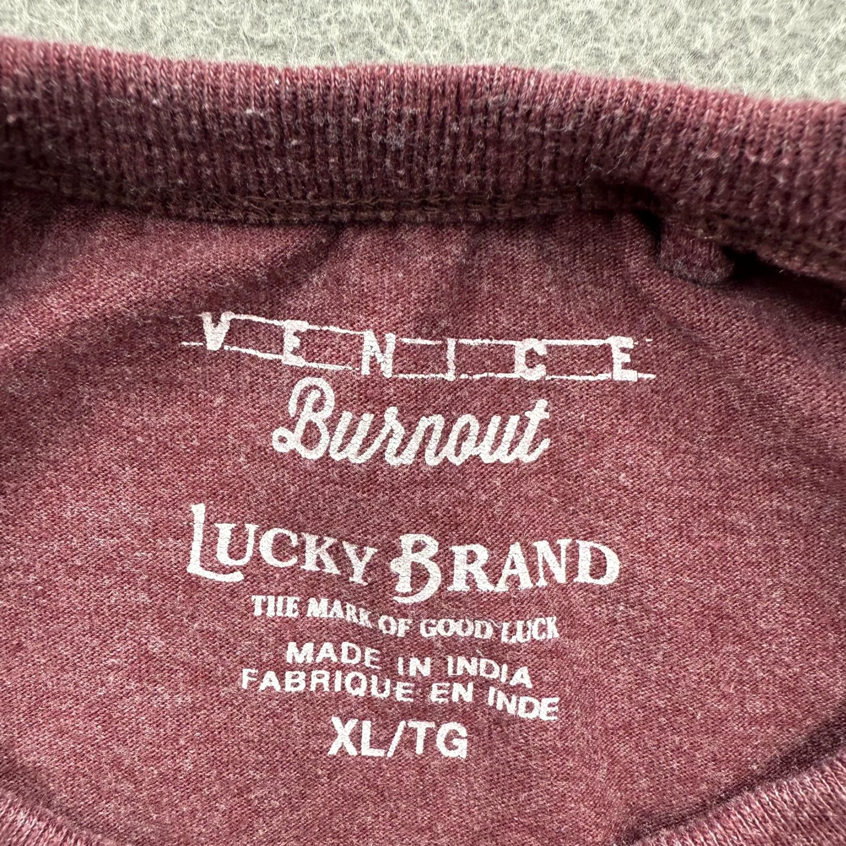 Lucky Brand Lucky Brand Shirt Mens XL Maroon Venice Burnout Beer Bear Graphic T-Shirt Long Sleeve Crew Neck Poly Cotton Size US XL / EU 56 / 4 - 3 Thumbnail