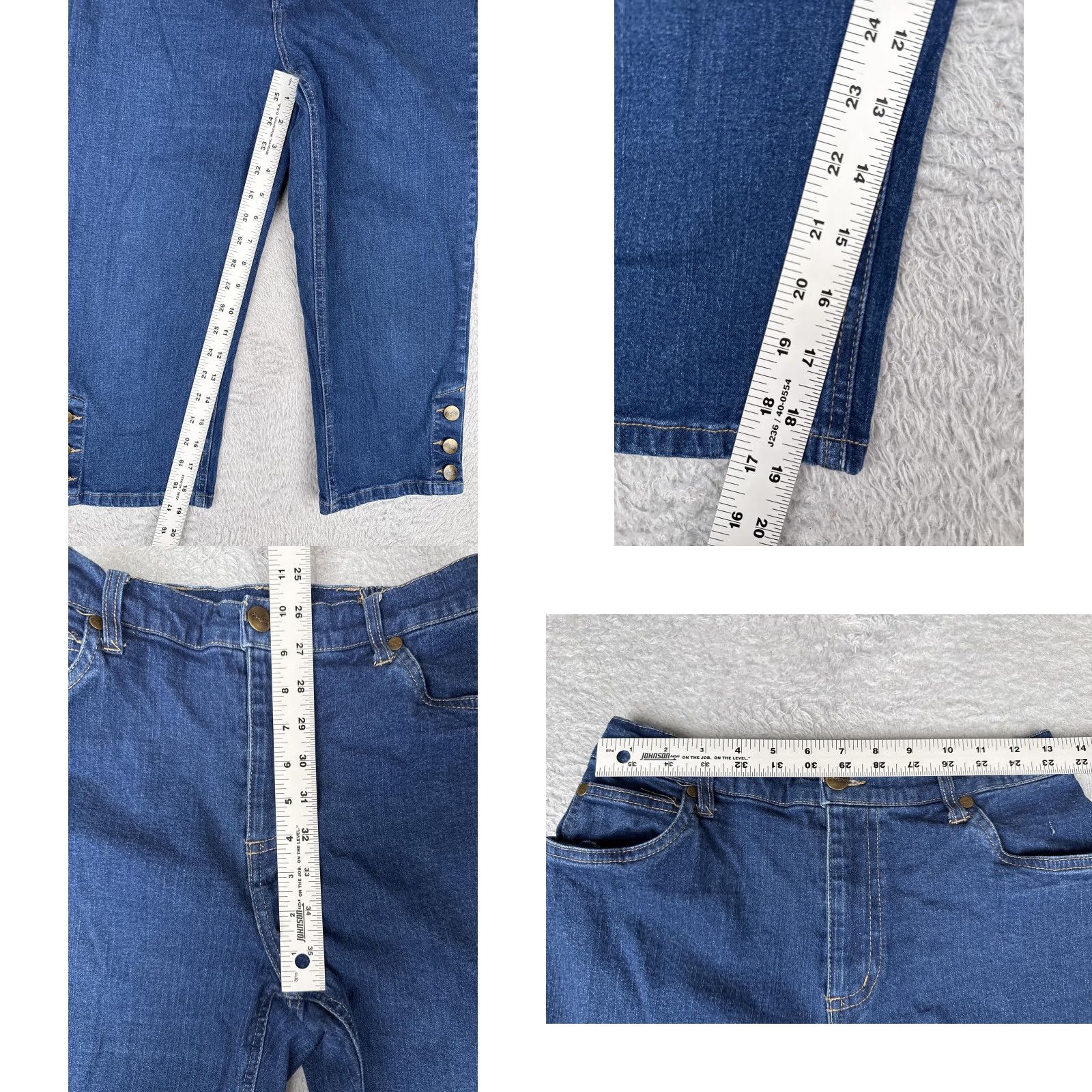 Bend Over Jeans Womens 8P Blue Denim Capri Crop Pants Button Hem Stretch Capris 5-Pocket Design Womens
