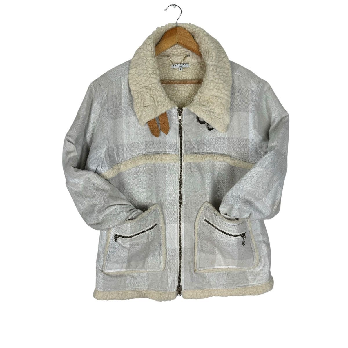 Japanese Brand ☀️BURNOUT STRIPED SHERPA WINTER JACKET Size US L / EU 52-54 / 3 - 4 Thumbnail
