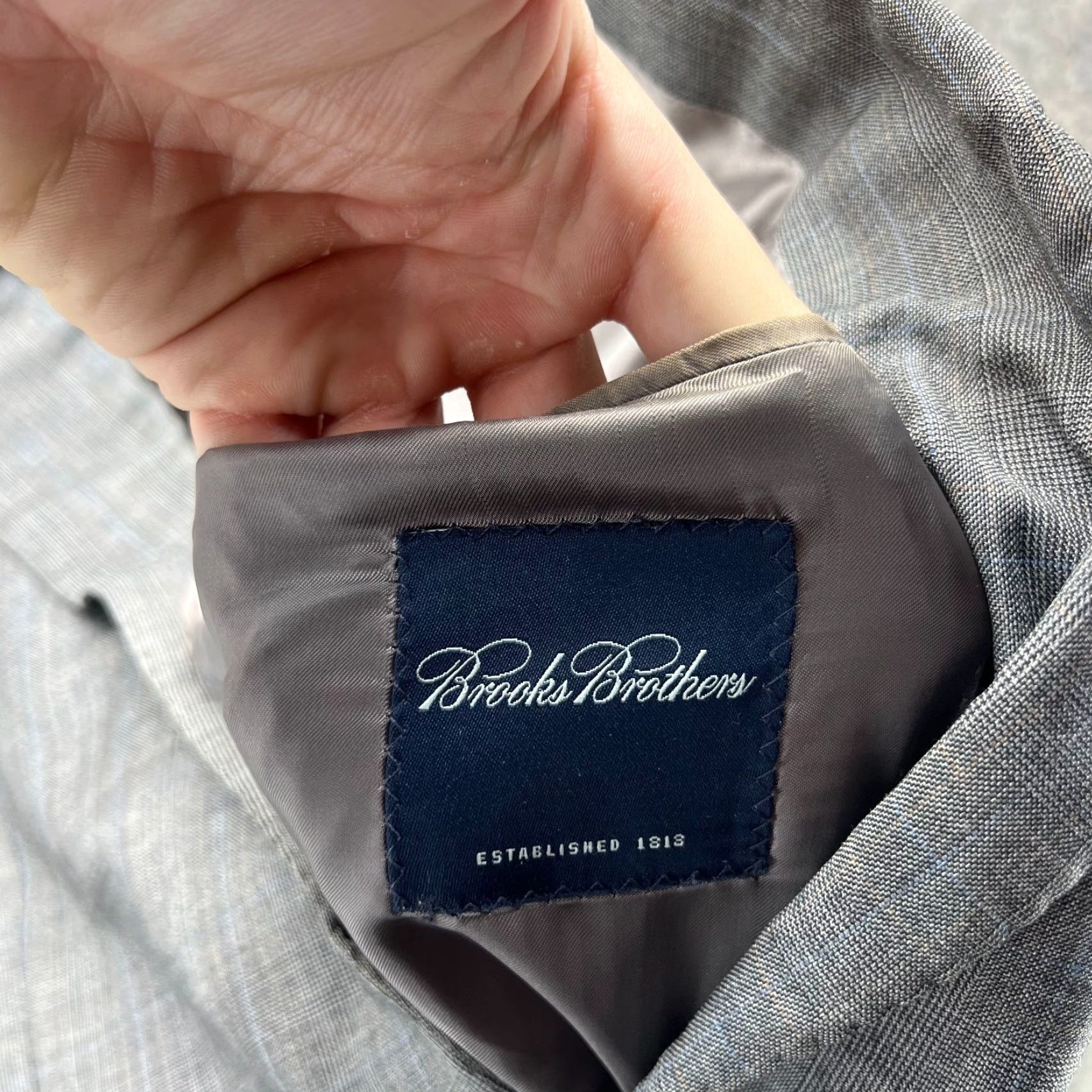 Brooks Brothers Brooks Brothers Blazer Men 46L Gray Wool Jacket Single-Breasted Notch Lapel Two-Button Front Long Solid Pinstripes (Sport Coat) Mens Size 46R - 7 Thumbnail
