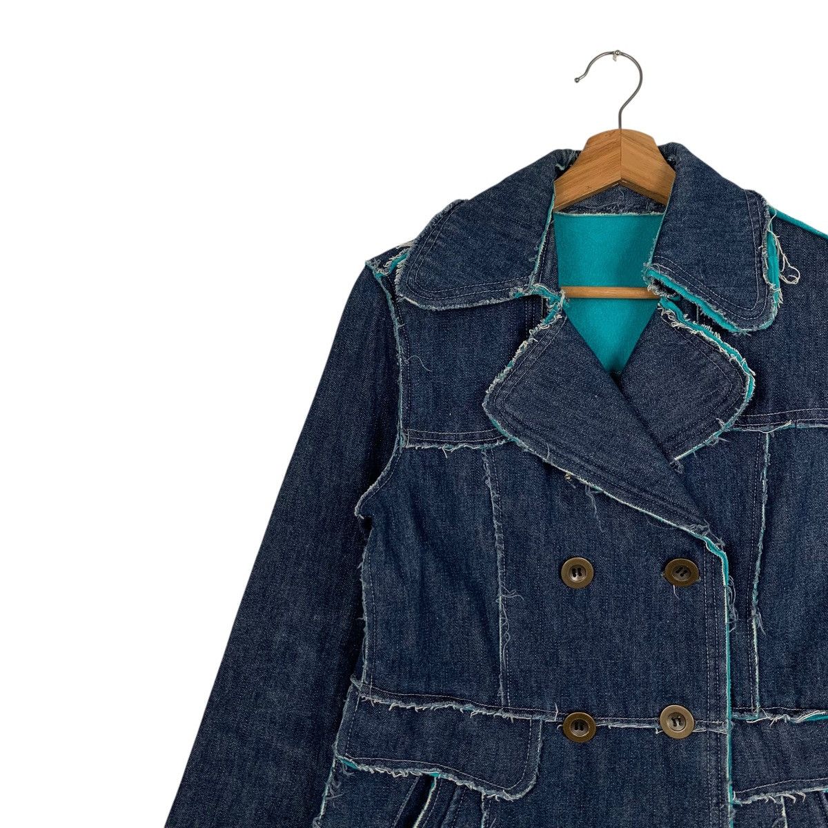 Japanese Brand B+L Double Breasted Deconstructed Denim Jacket #1939-C84 Size L / US 10 / IT 46 - 6 Thumbnail