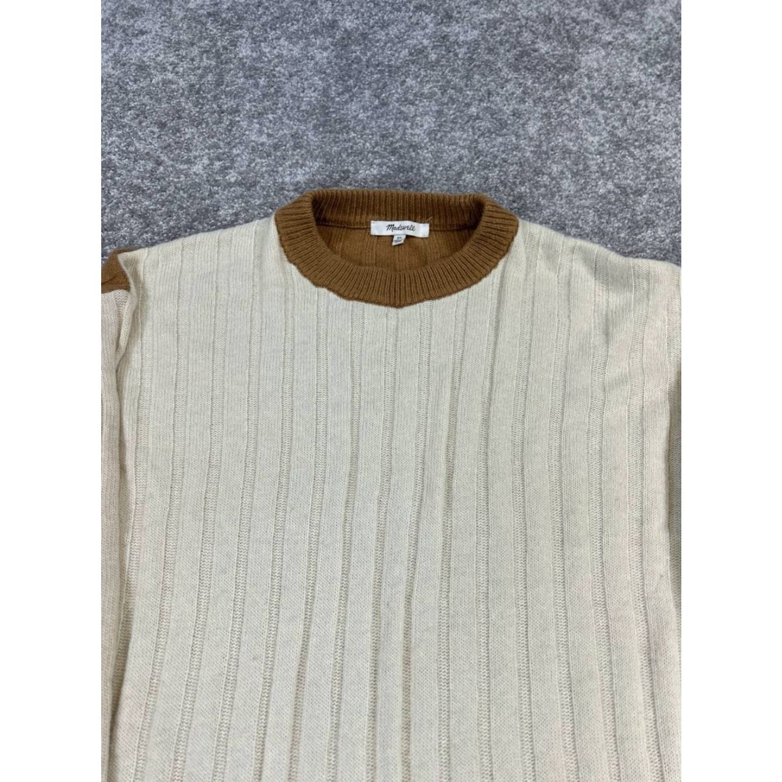 Madewell Madewell Sweater Dress Womens XS Beige Brown Knit Bodycon Crew Neck Long Sleeve Pullover Wool Solid Casual Knee Length Size XS / US 0-2 / IT 36-38 - 2 Thumbnail