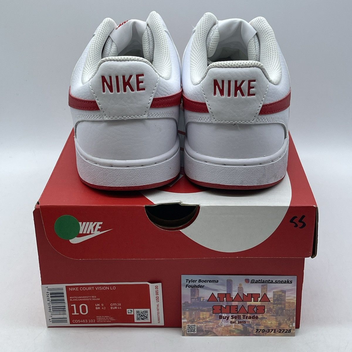 Nike Court vision low white university red Size US 10 / EU 43 - 3 Thumbnail