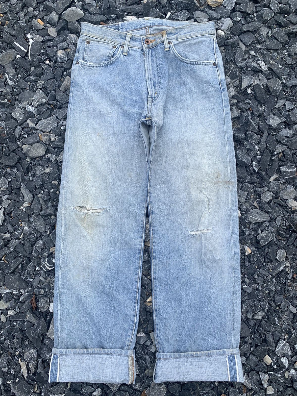 Edwin × Kapital × Vintage VINTAGE EDWIN 505X SELVEDGE BAGGY FADED DISTRESSED DENIM Size US 31 - 5 Thumbnail