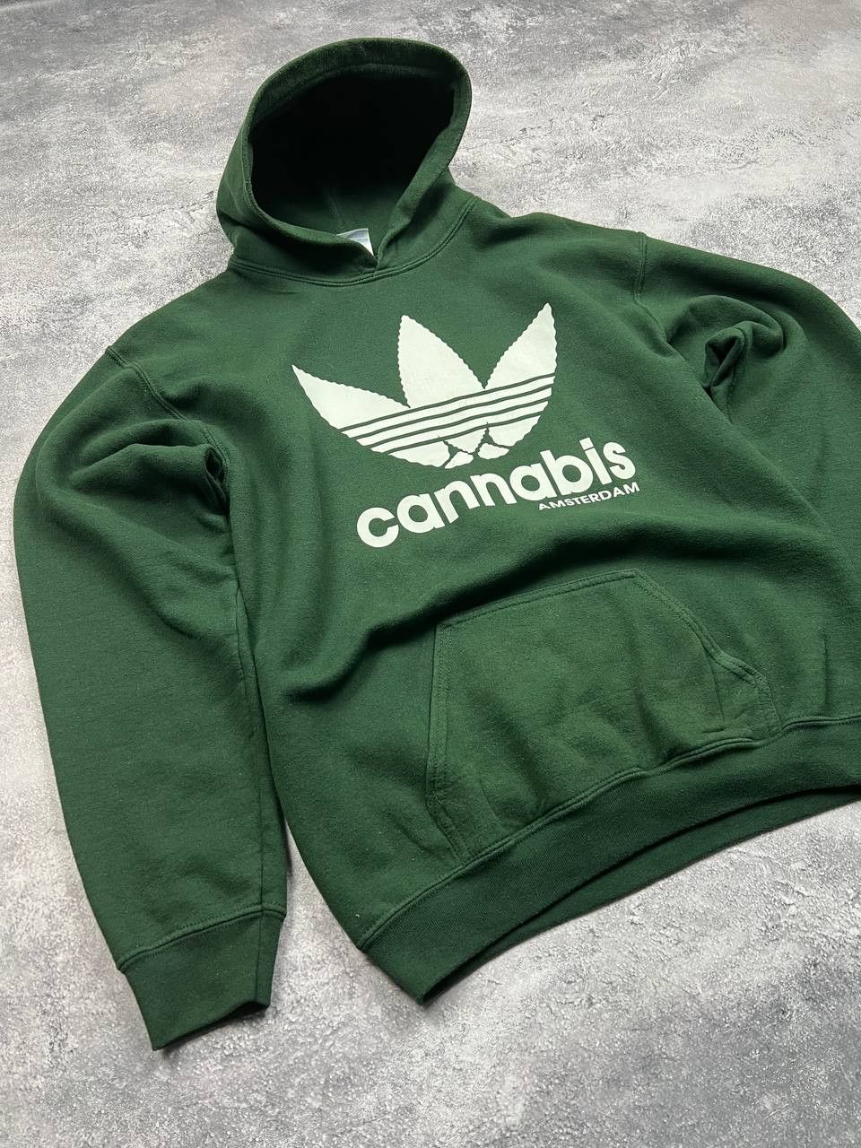 Vintage Vintage 90's Cannabis Humour Adidas Boxy Hoodie Size US XL / EU 56 / 4 - 2 Thumbnail