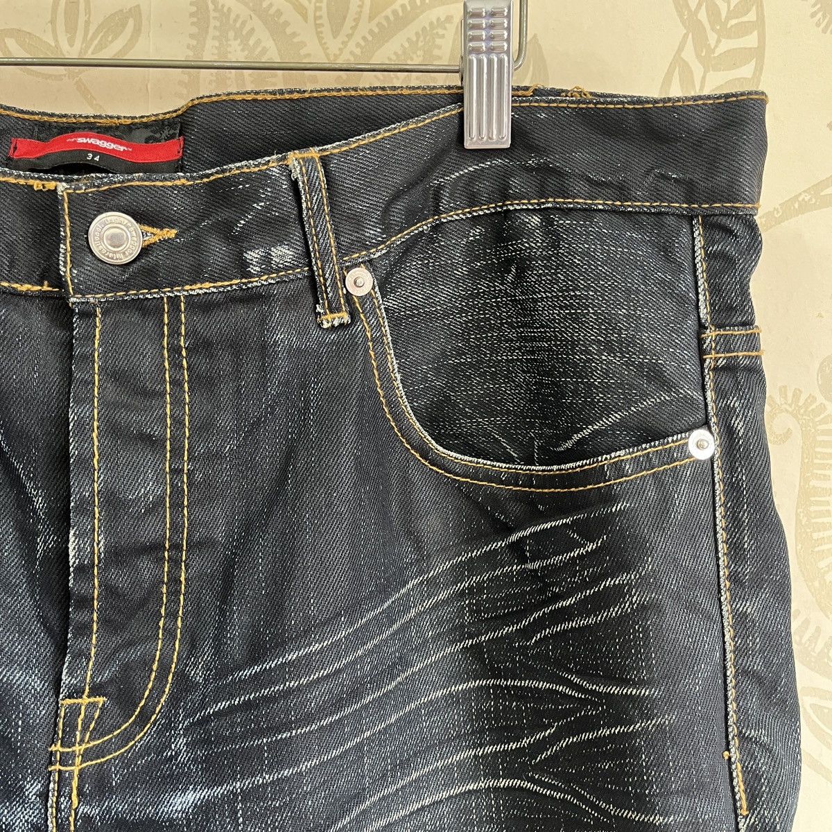 Swagger Acid Wash Faded Black Swagger Buttons Denim Size US 34 / EU 50 - 13 Thumbnail