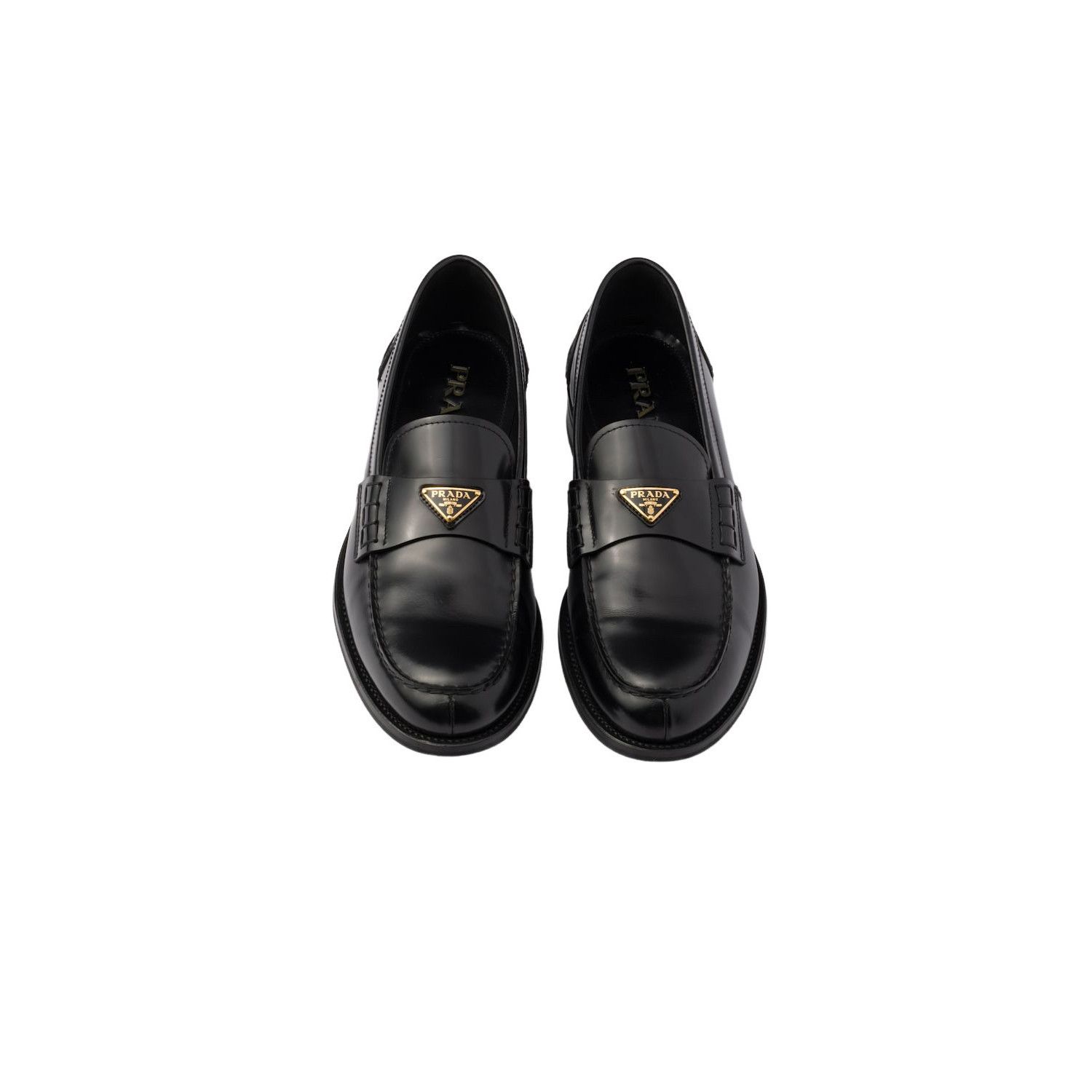 Prada PRADA $1200 Black Brushed Leather Loafers New And Authentic Size US 6.5 / EU 39-40 - 3 Thumbnail