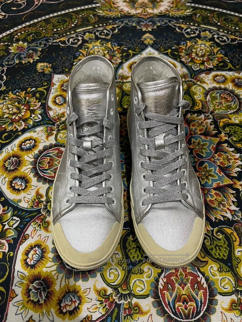 Saint Laurent Paris Saint Laurent Paris Nurburgring Silver High-Top Sneakers Size US 8 / EU 41 - 2 Thumbnail