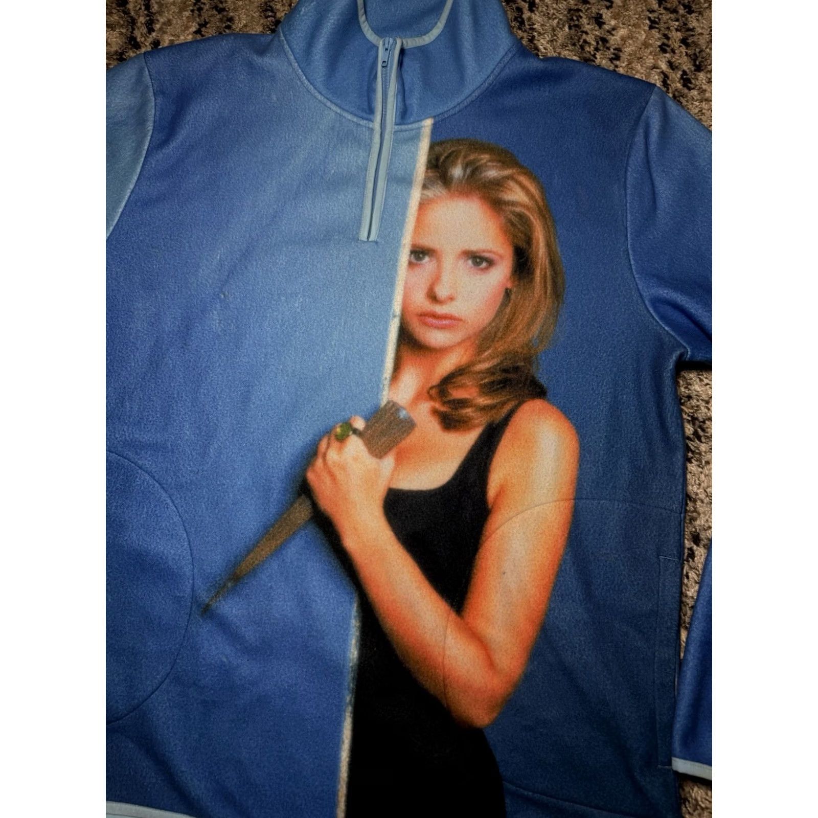 Vintage Dumbgood Buffy Fleece Vampire Slayer Large Sq Zip Blue Sweater Size US L / EU 52-54 / 3 - 2 Thumbnail