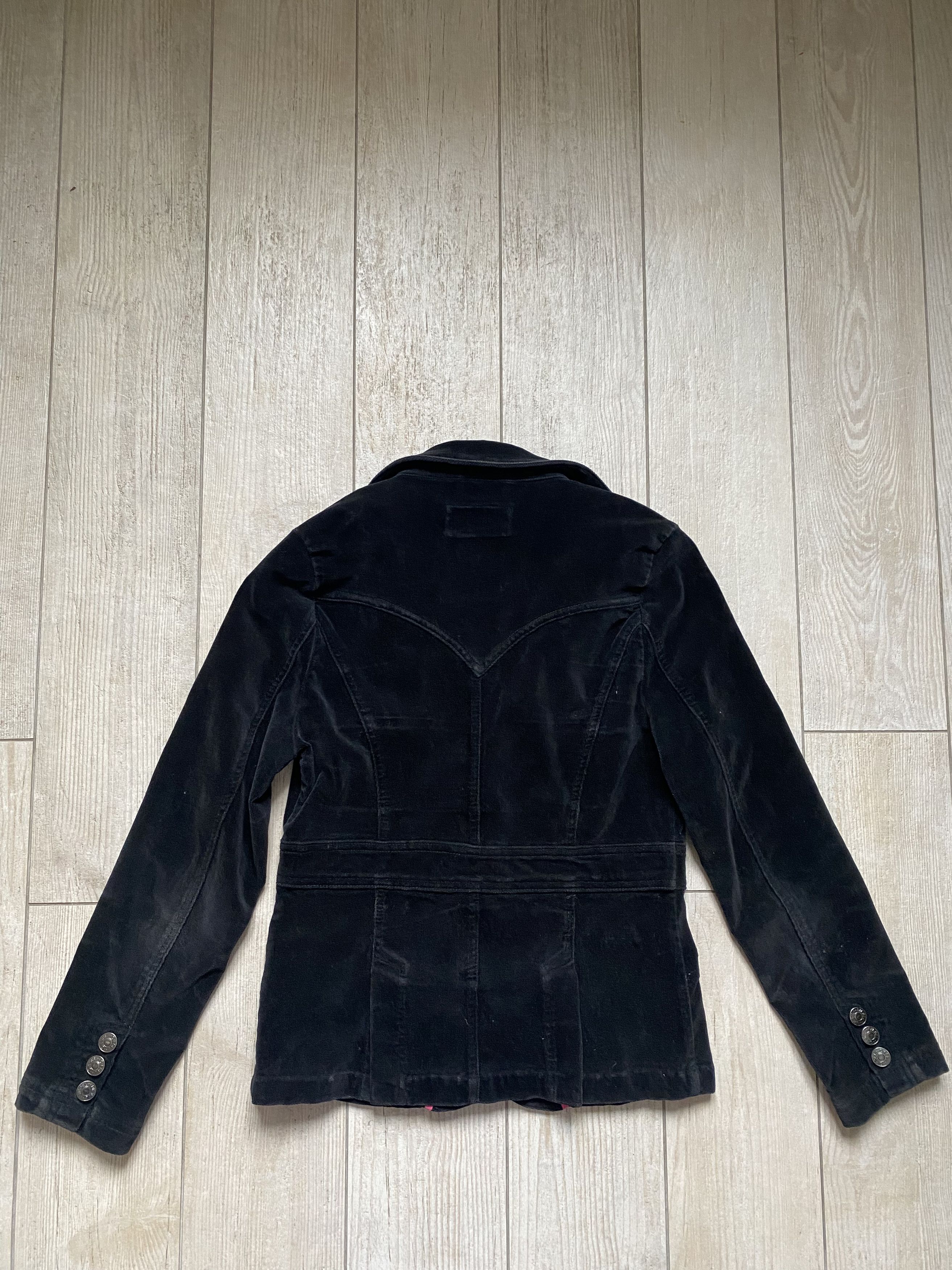 Diesel × Vintage Vintage Diesel Black Velvet Blazer – Early 2000s Size S / US 4 / IT 40 - 7 Thumbnail