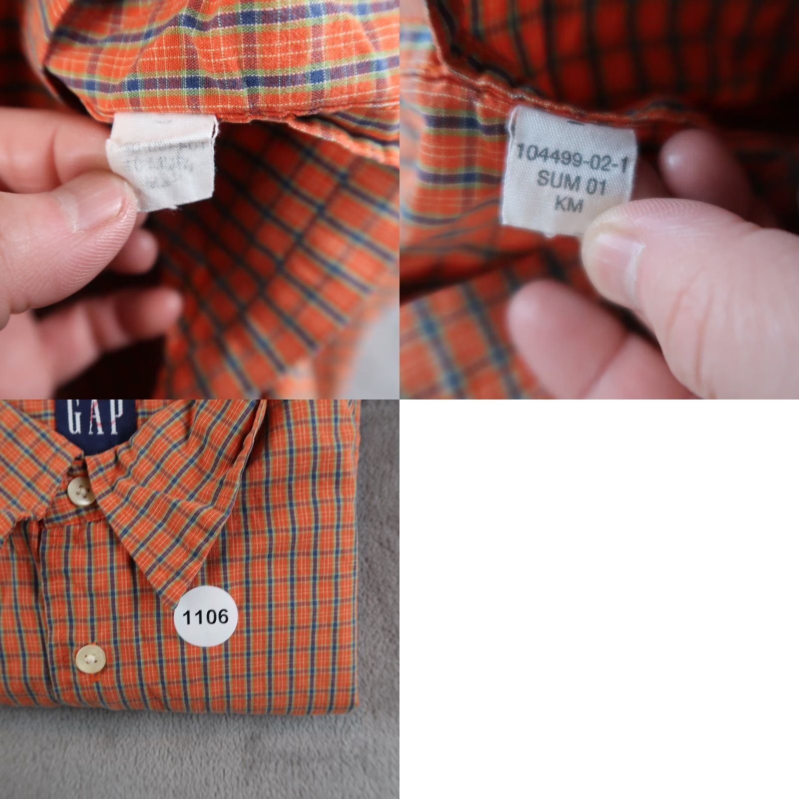 Gap VINTAGE Gap Shirt Men M Orange Plaid Button-Up Short Sleeve 90s Classic Size US M / EU 48-50 / 2 - 9 Thumbnail