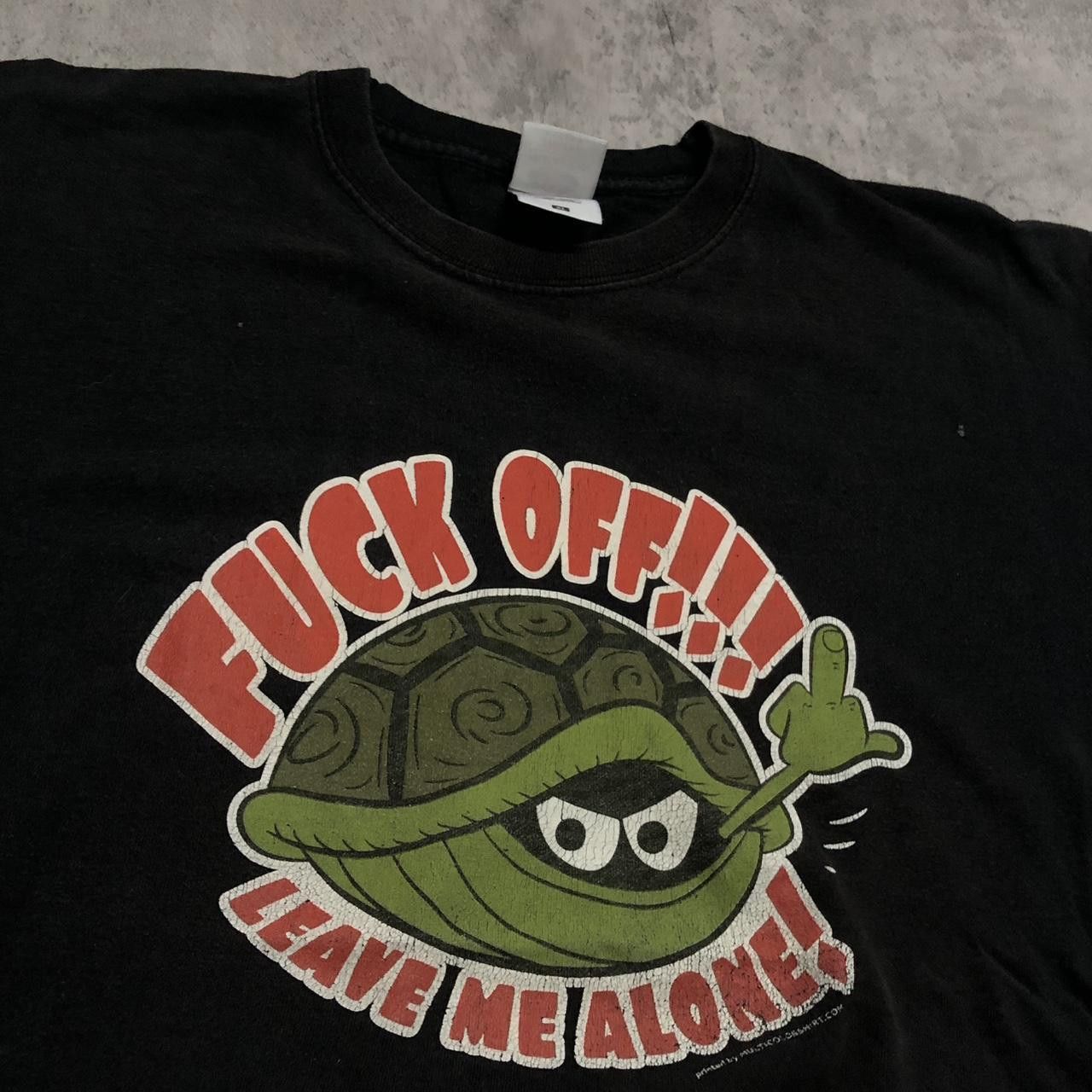 Fruit Of The Loom F*ck off turtle black shirt vintage Size US XL / EU 56 / 4 - 2 Thumbnail