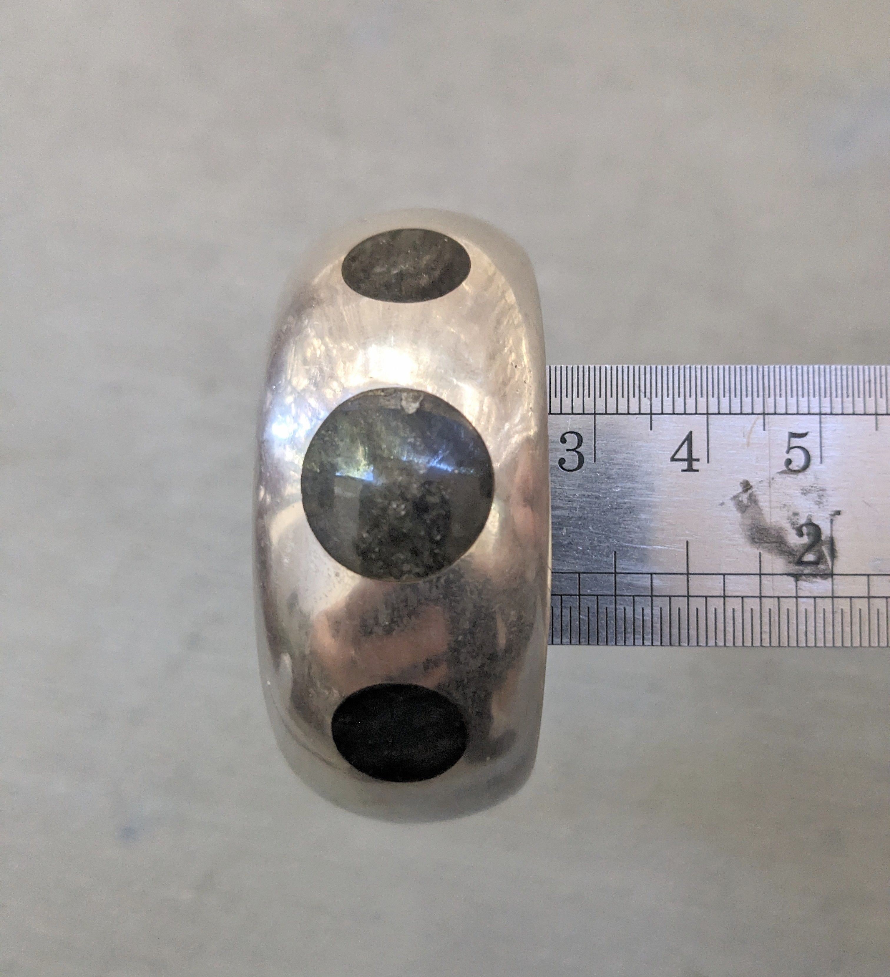 Other Vintage Sterling Silver Bracelet Cuff Black Round 5" Modern Size ONE SIZE - 13 Thumbnail