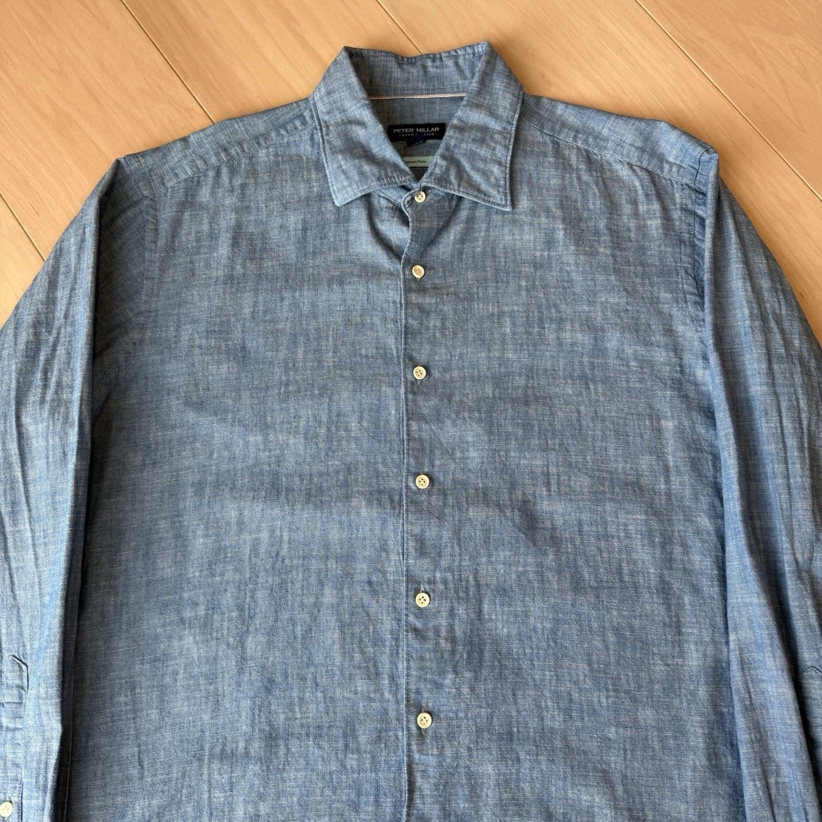 Peter Millar Peter Millar Chambray Shirt Large Blue Lightweight Button Up Size US L / EU 52-54 / 3 - 3 Thumbnail