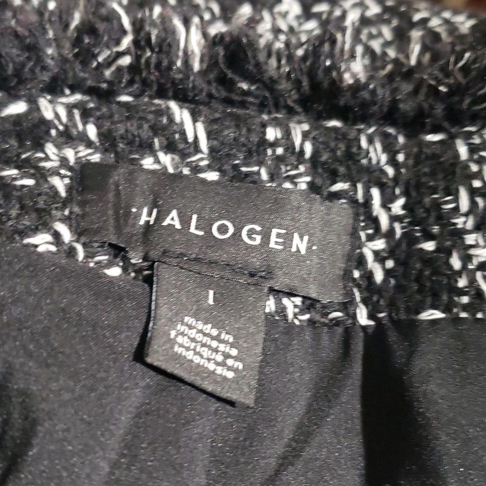 Designer CT1975 Halogen Black & White Checkered Tweed Frilled Jacket Size XL / US 12-14 / IT 48-50 - 6 Thumbnail