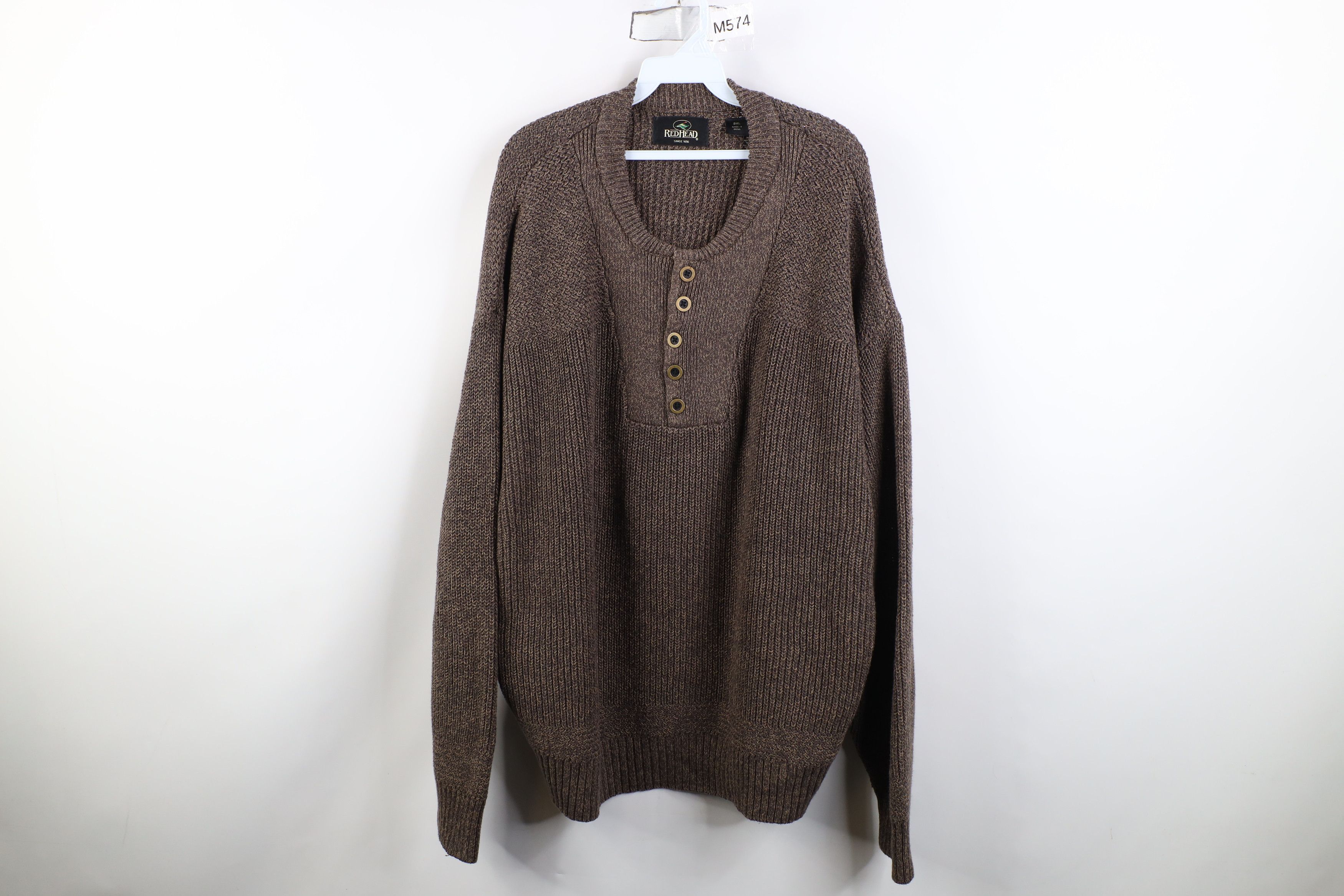 Vintage Vintage 90s Streetwear Knit Commando Henley Sweater Brown Size US XXL / EU 58 / 5 - 1 Thumbnail