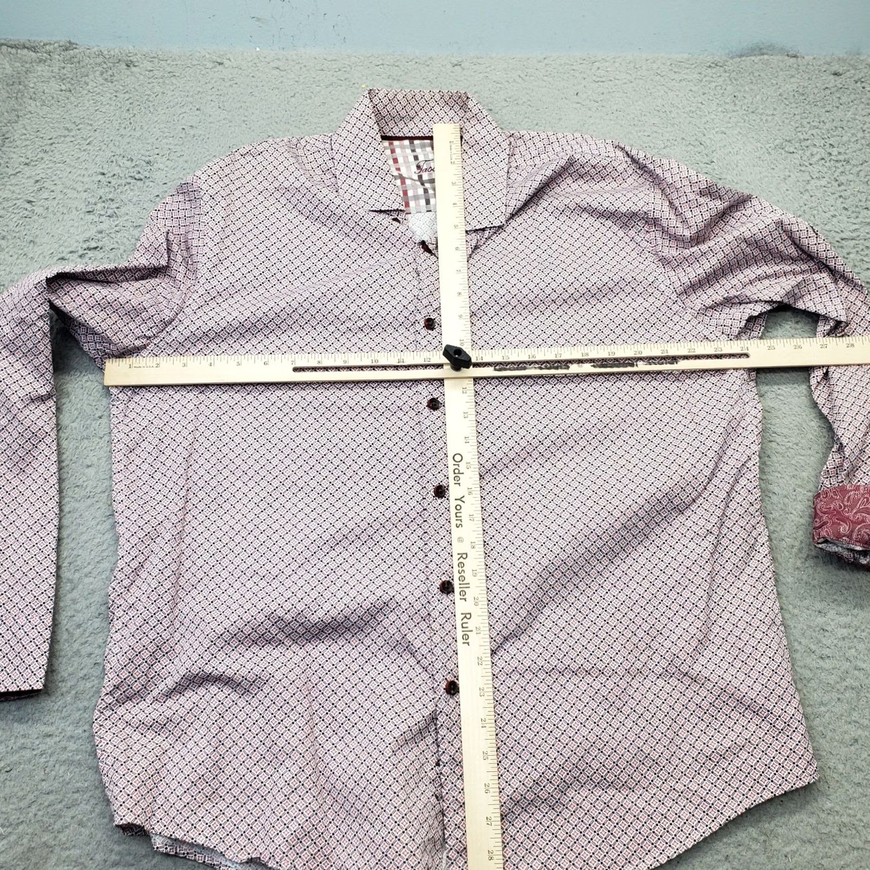 Tasso Elba Tasso Elba Dress Shirt Mens L Multi Geo Print Non-Iron Long Sleeve Button Up Size 42R - 5 Thumbnail