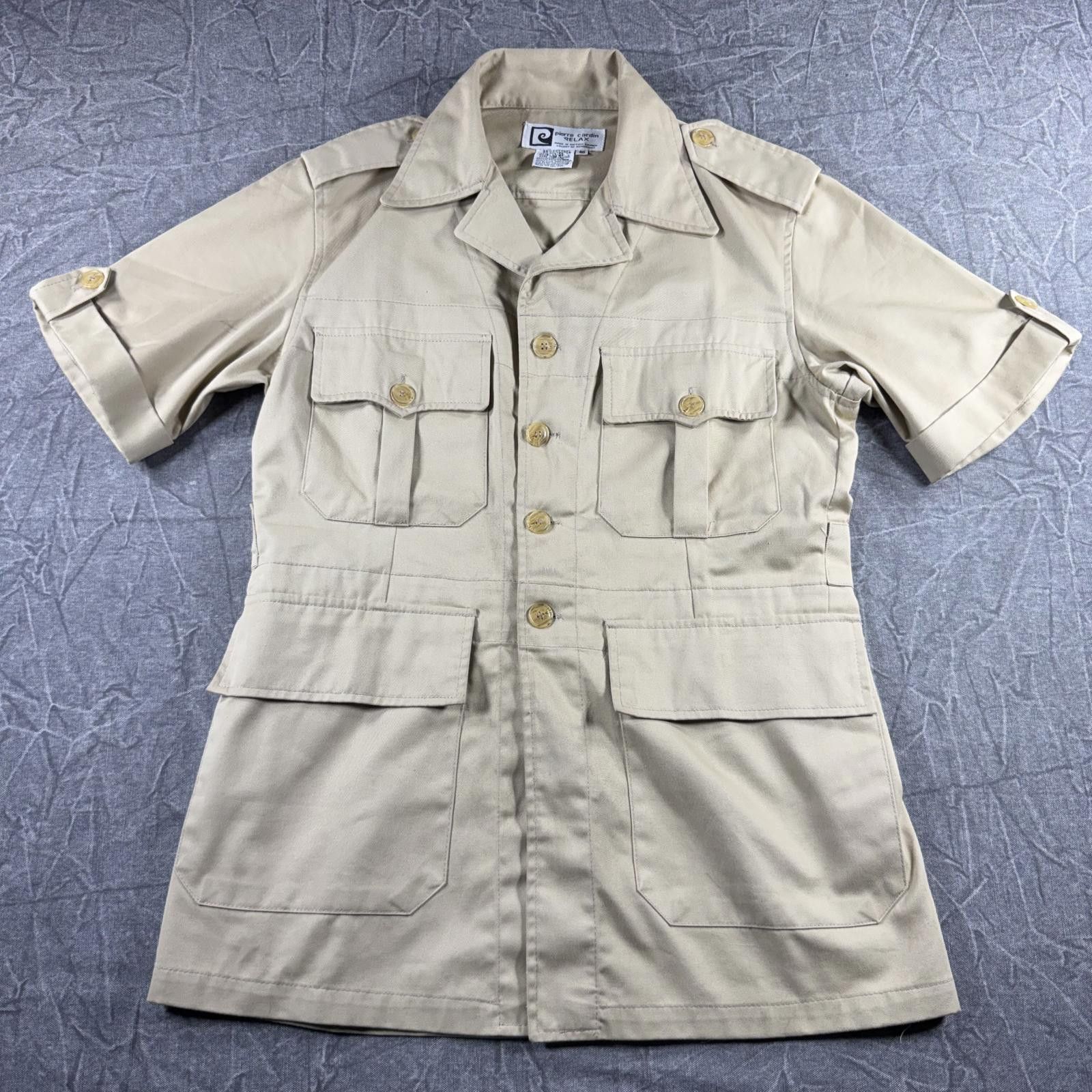 Pierre Cardin Pierre Cardin Shirt Women's 40 Khaki Front Pocket Safari VTG Size 36" / US 14 / IT 50 - 1 Thumbnail