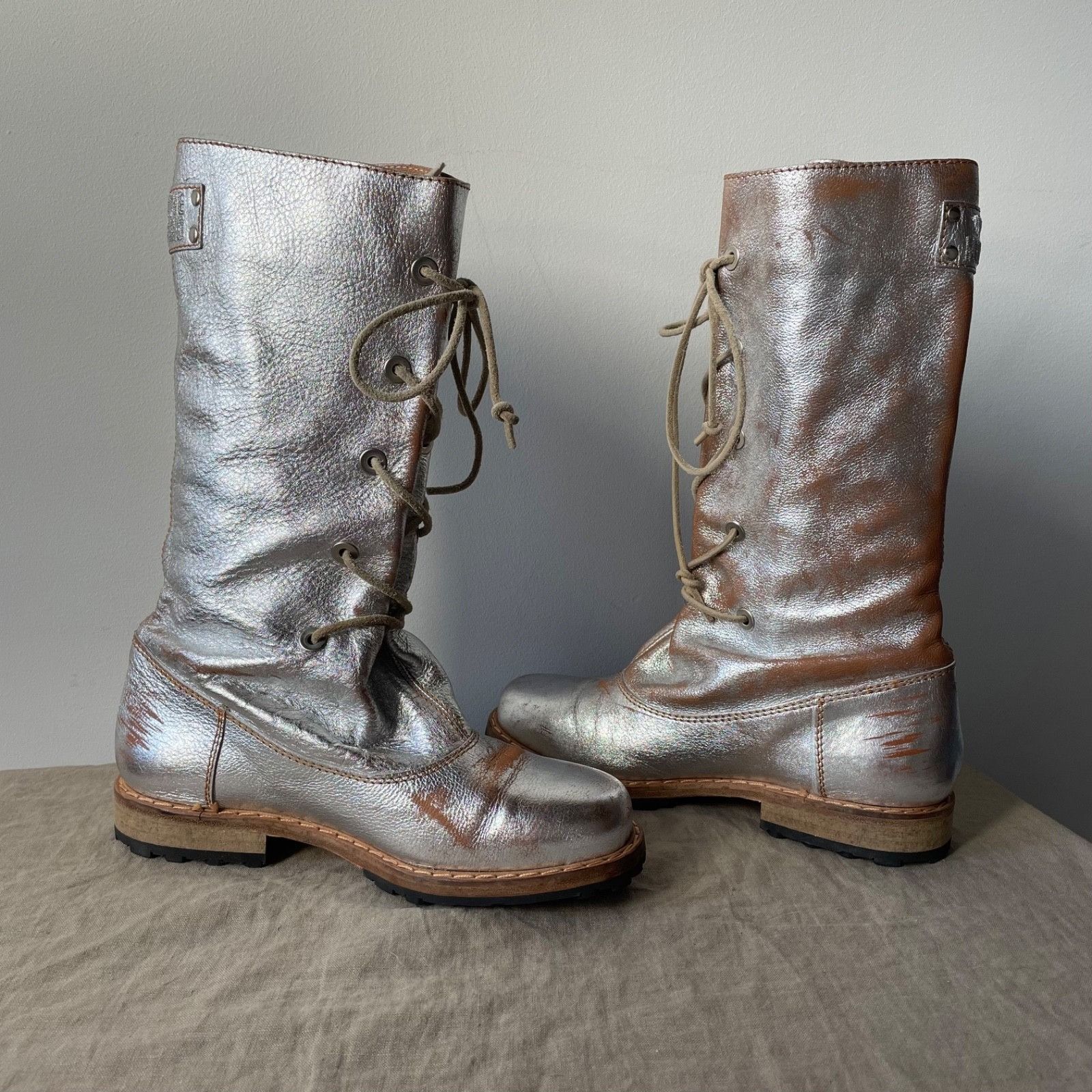Love Moschino Love Moschino Leather Distressed Combat Boots 9666AC Size US 6.5 / IT 36.5 - 4 Thumbnail