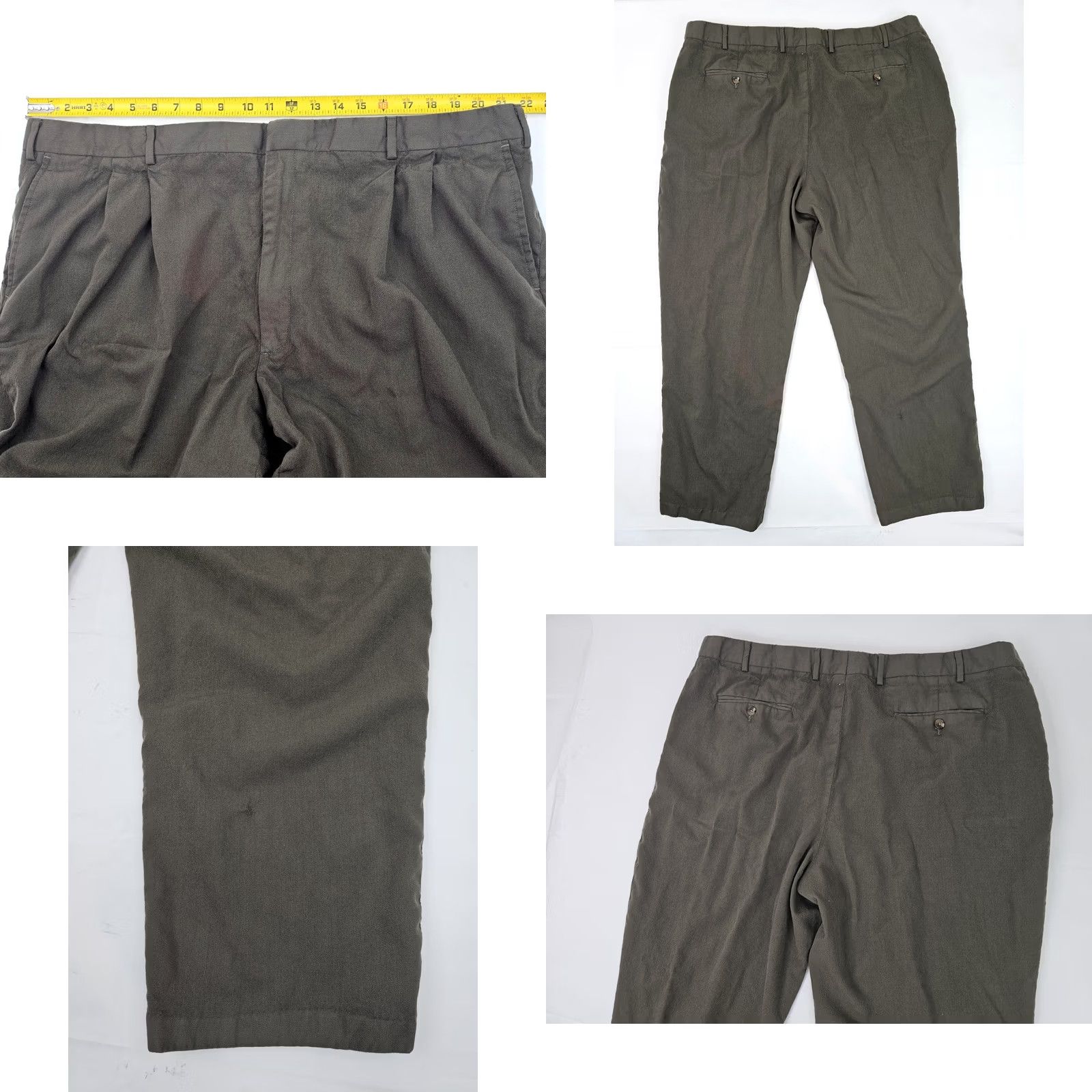 Eddie Bauer Vtg Eddie Bauer Worsted Wool Pleated Pants Men 44 x 29 Olive Green City Preppy USA Straight Mens Size US 44 / EU 60 - 9 Thumbnail