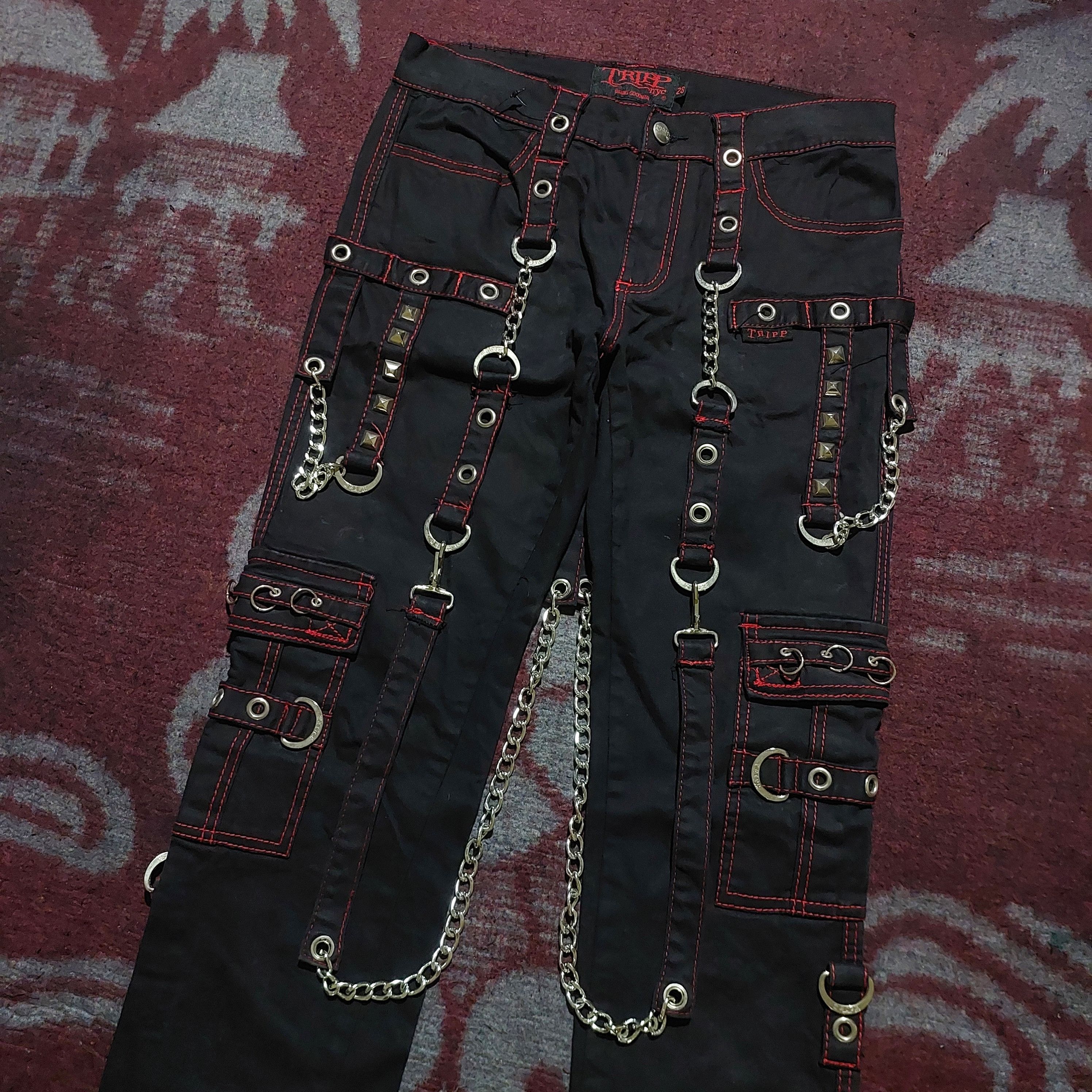 Tripp NYC Avant Garde Trip NYC X-Strap studded cargo Bondage Pants Size US 28 / EU 44 - 5 Thumbnail