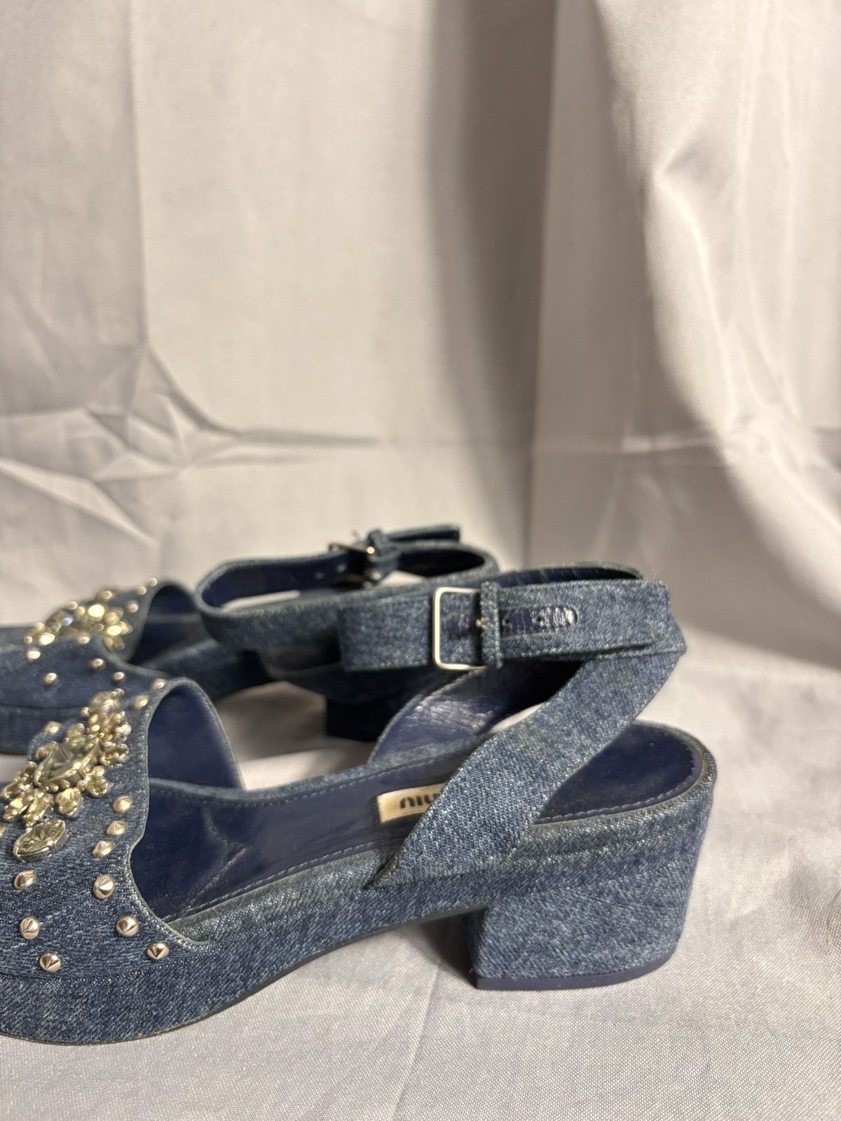 Miu Miu Miu Miu Denim Sandals Size US 7.5 / IT 37.5 - 6 Thumbnail