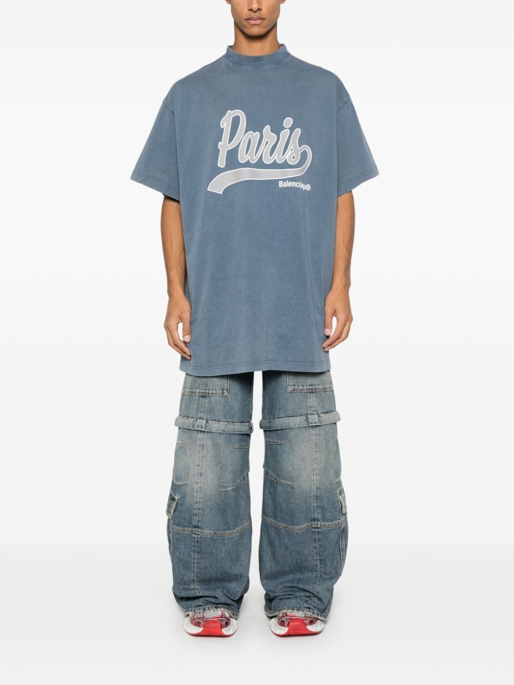Balenciaga o1srvl11e0325 Enjoy Paris T-Shirt Oversized in Blue Size US XL / EU 56 / 4 - 2 Thumbnail