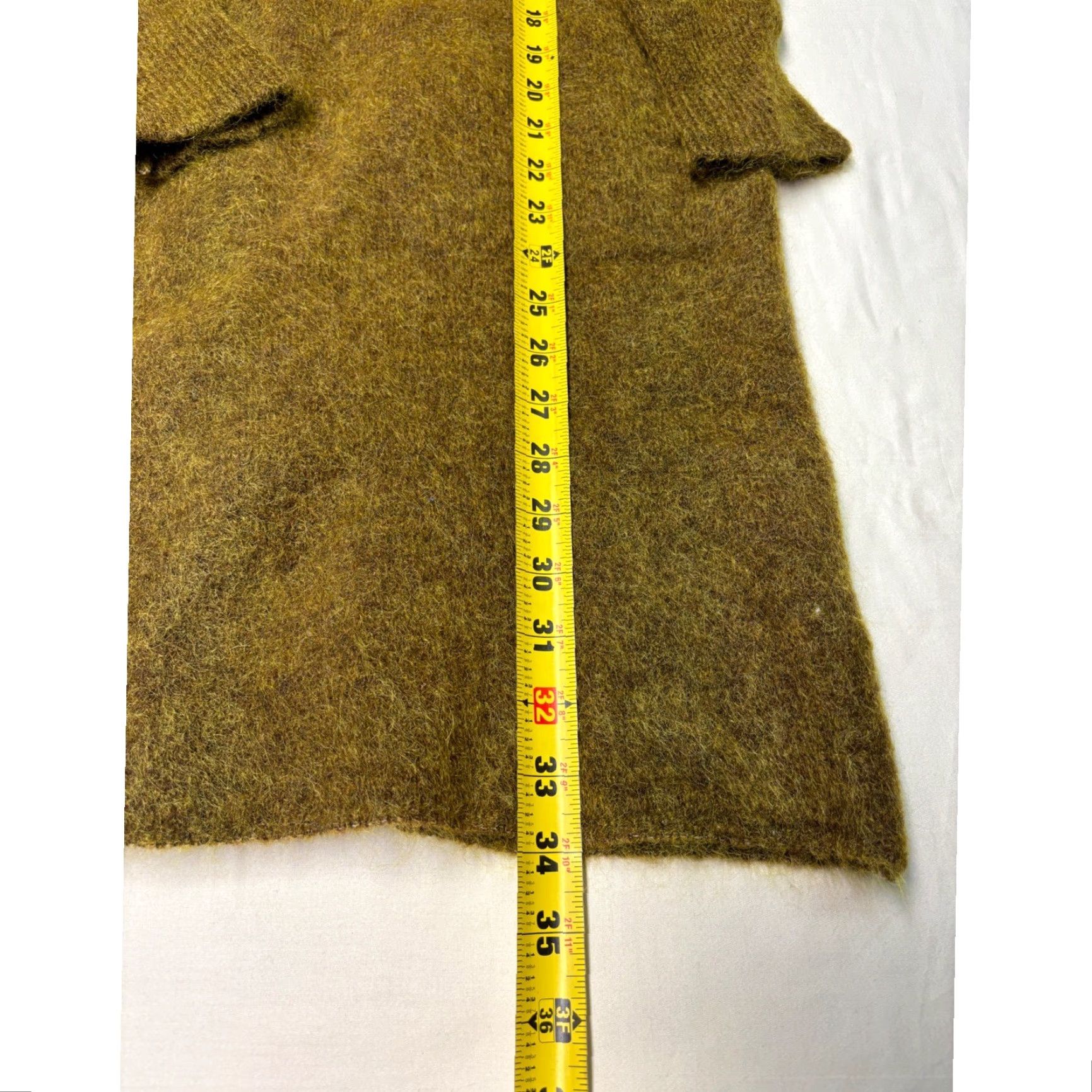 Zara Zara Knit Cardigan Sweater Women S Mohair Blend Mustard Yellow Long Sleeve Button Front Pockets Green Size S / US 4 / IT 40 - 7 Thumbnail