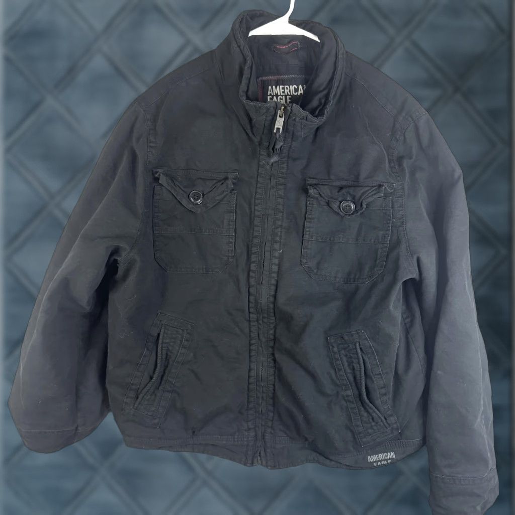 American Eagle Outfitters American Eagle Outfitters Jacket Mens 2XL Black Canvas Military Full Zip Lined Size US XXL / EU 58 / 5 - 1 Thumbnail