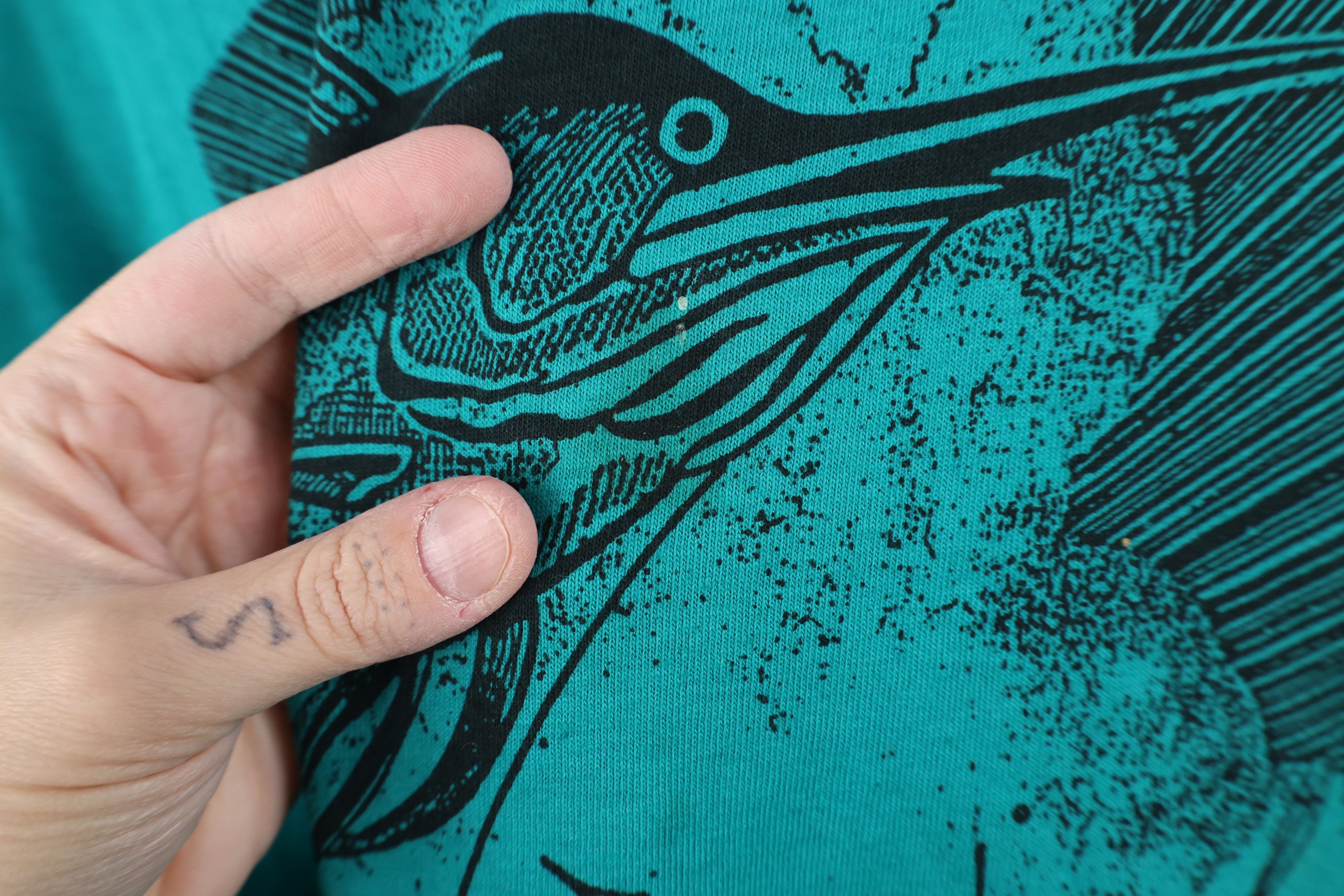 Vintage Vintage 90s Streetwear Fishing Short Sleeve T-Shirt Teal USA Size US XXL / EU 58 / 5 - 5 Thumbnail