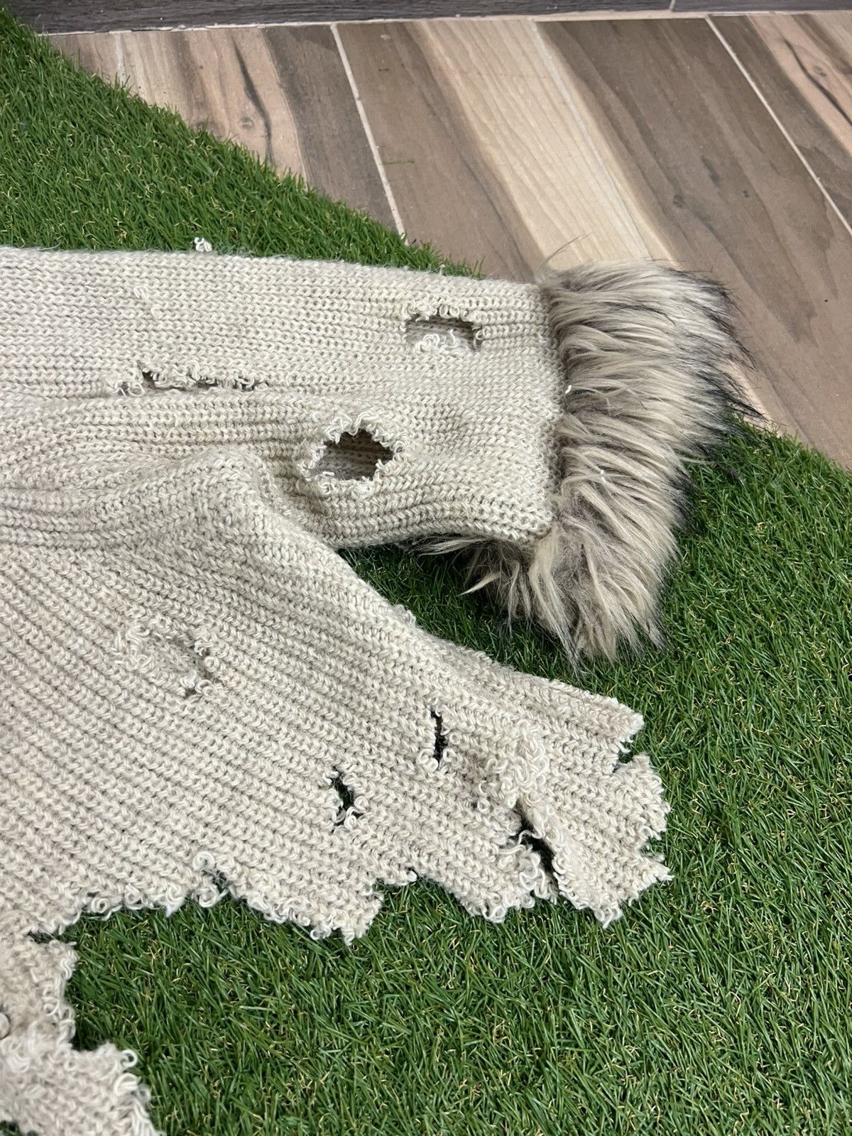 Hysteric Glamour × Vintage 2000s vintage faux fur distressed coat beige knit Y2k vest Size M / US 6-8 / IT 42-44 - 4 Thumbnail