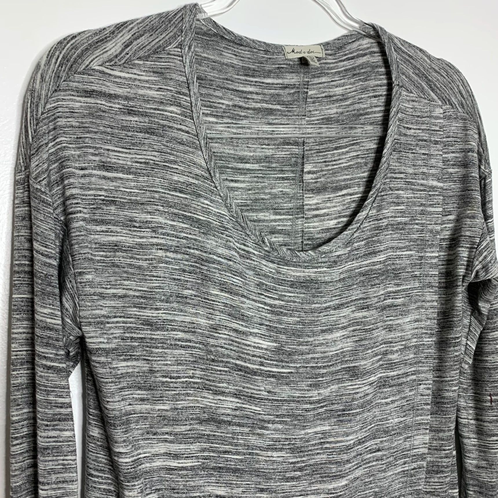 Vintage Mod-o-doc Womens Tunic Top S 3/4 Sleeve Gray Asymmetrical Hem Crossover Slim Fit Shirt Womens Size S / US 4 / IT 40 - 4 Thumbnail