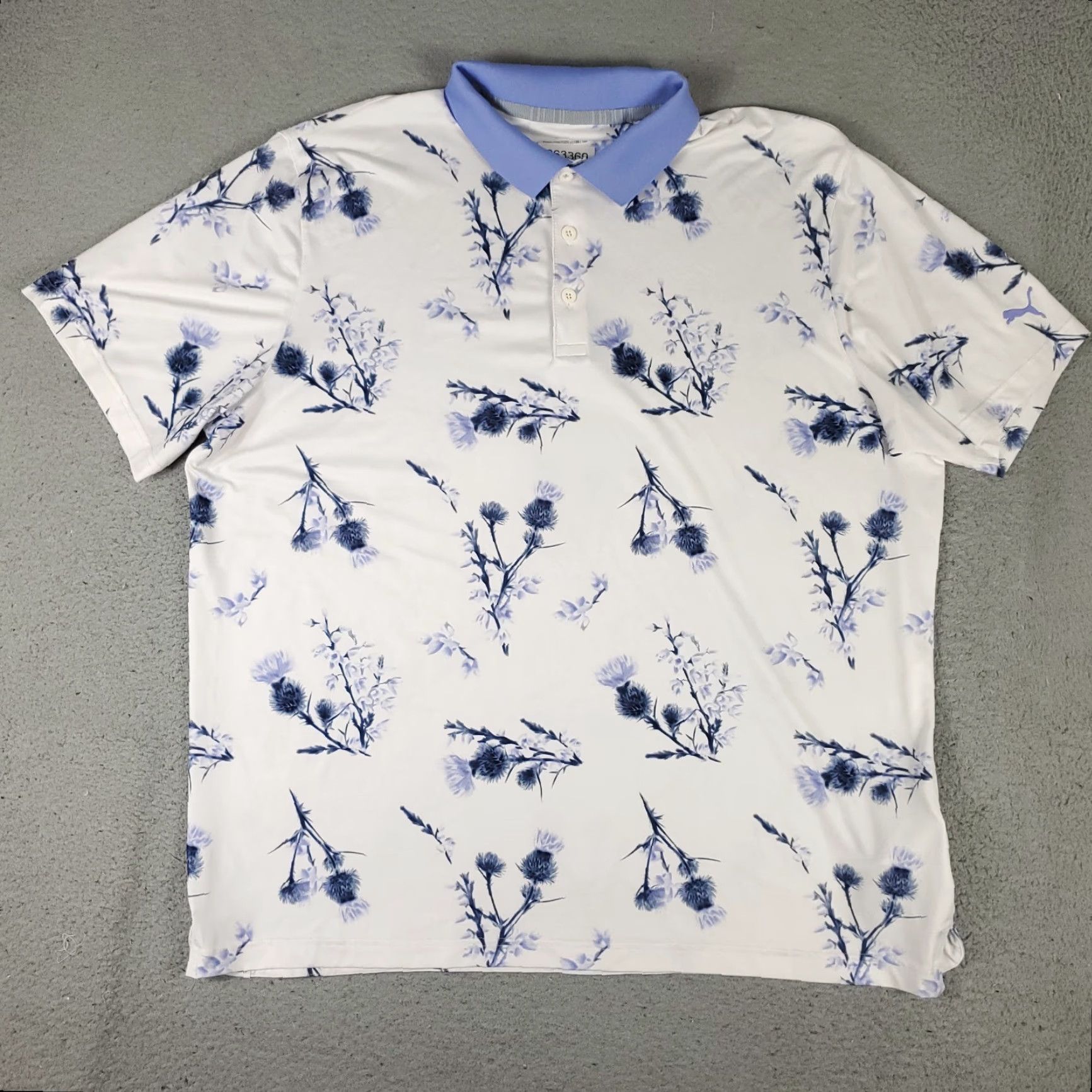 Puma Puma Polo Shirt Mens XL White Blue Floral Golf Casual Short Sleeve Polo Shirt Men XL White Blue Floral Size US XL / EU 56 / 4 - 2 Thumbnail